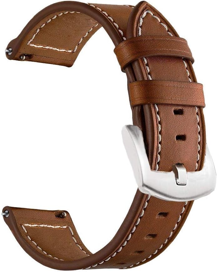 2 Pack Leather Strap Compatible with Garmin Venu 3S 18mm Silver Buckle