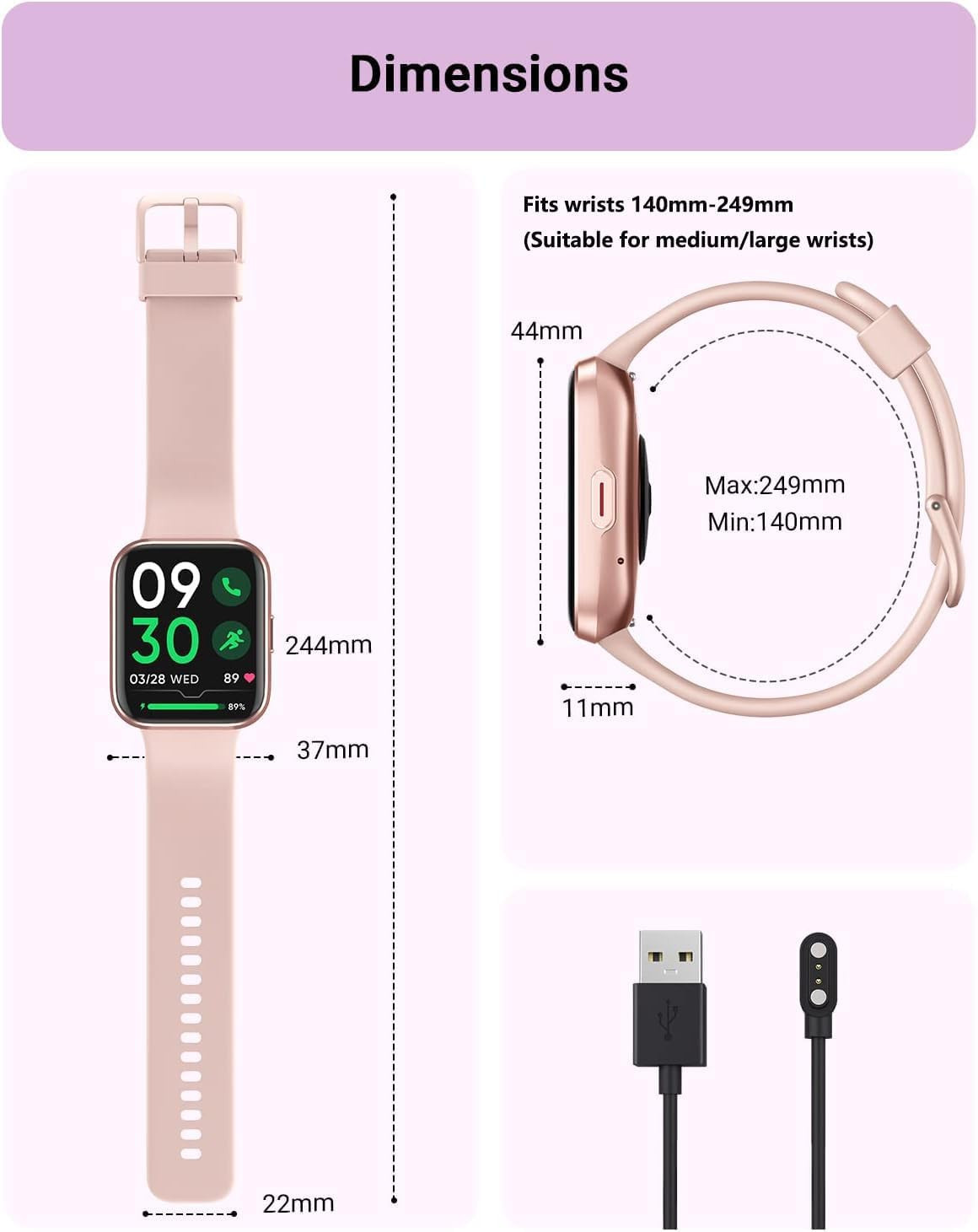 Smart Watch for Women Android & iPhone, Alexa Built-in, 1.8″ Touch Screen Fitnes