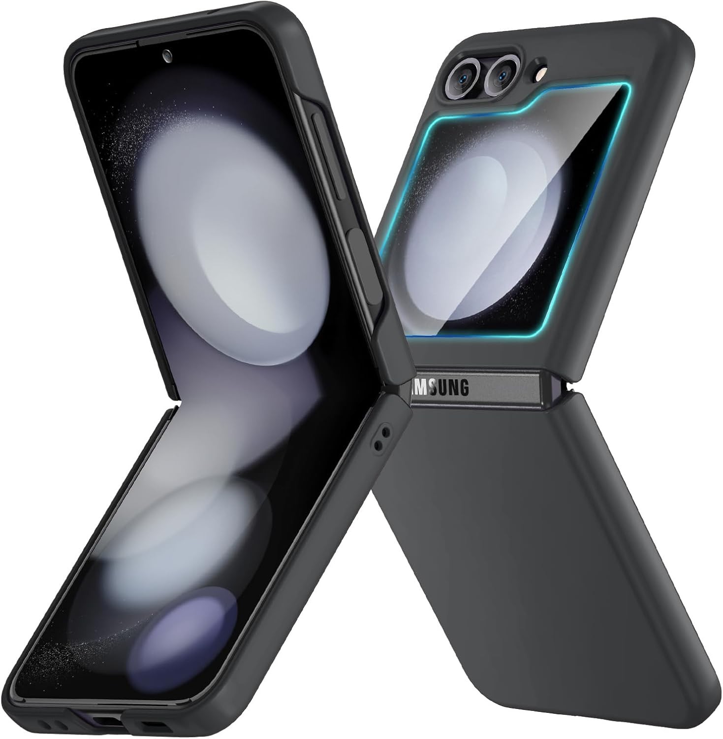 Full Body Cover Case for Samsung Galaxy Z Flip 5, Ultra-Thin, Shockproof, Black