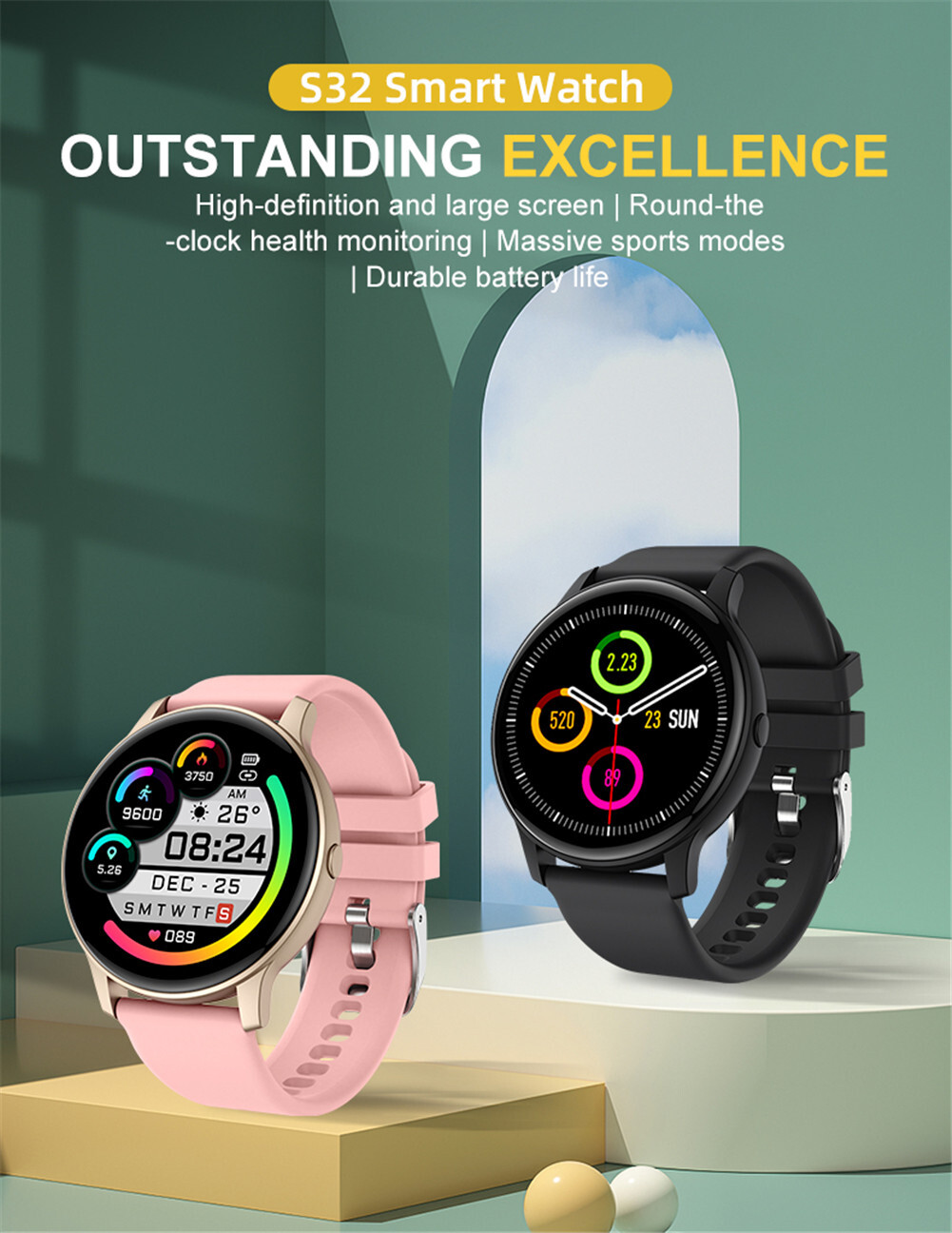 Smart Watch Men Sport Modes Sleep Monitoring Call Reminder Bluetooth Wristwatch