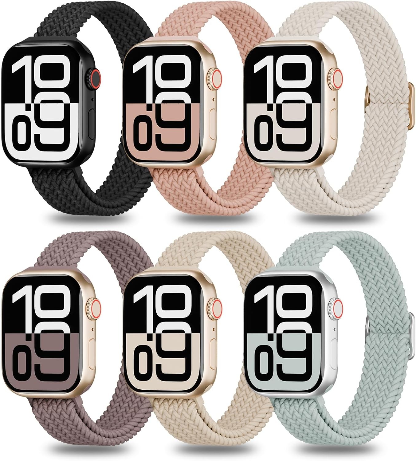 6 Pack of Nylon Straps Compatible with Apple Watch Series 7 38mm 40mm 41mm