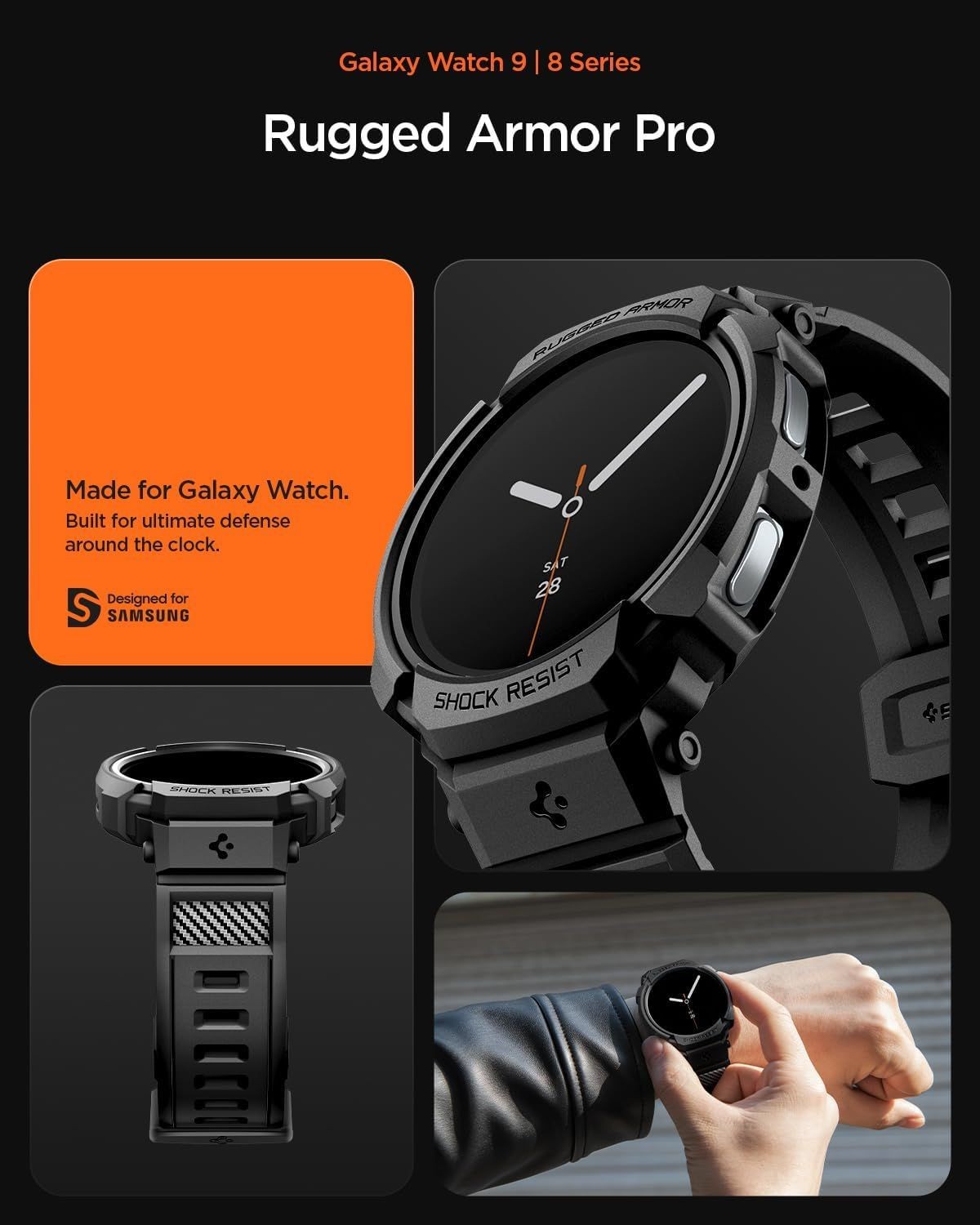 Rugged Armor Pro TPU Case by Spigen for 44mm Samsung Galaxy Watch 8 – Protective