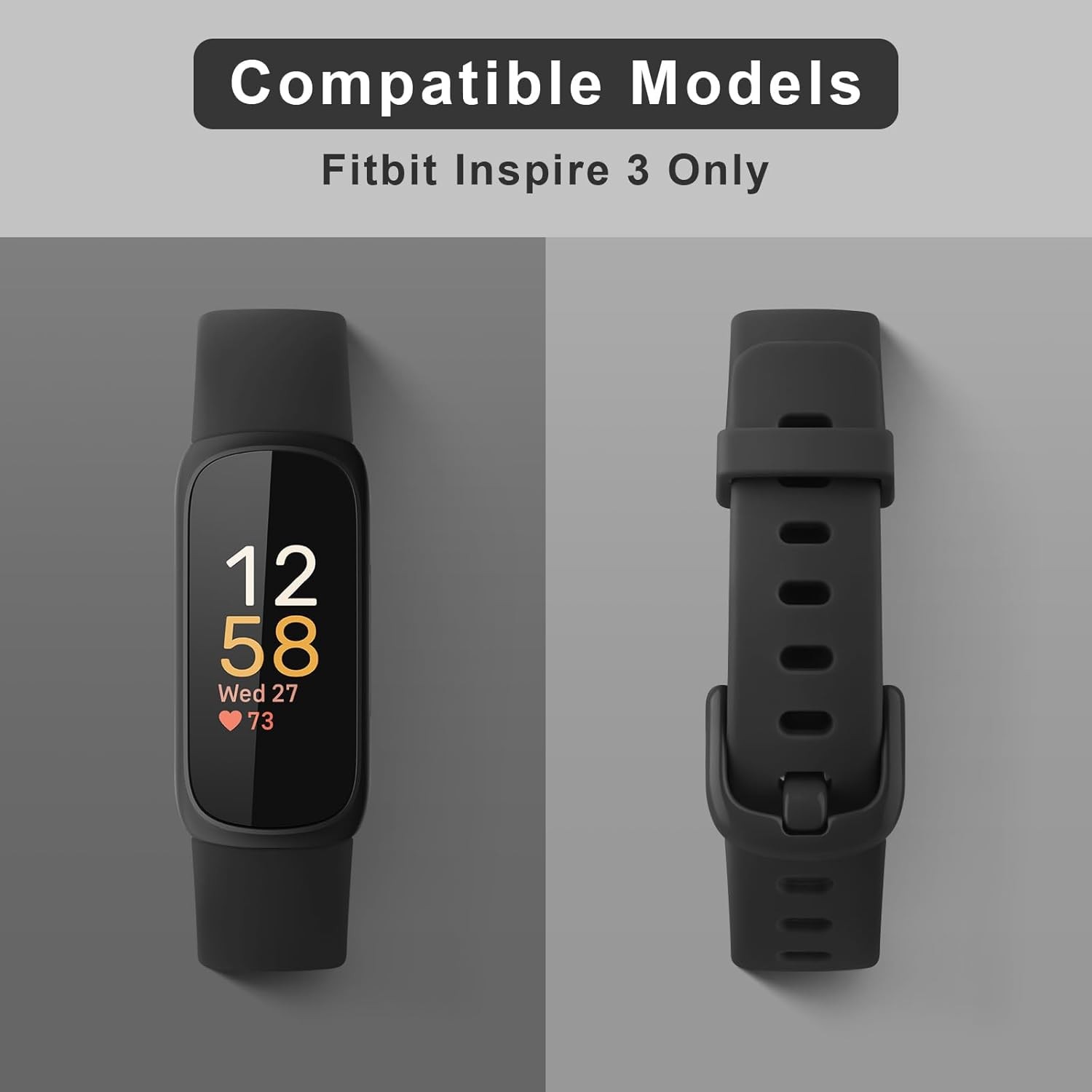 2 Pack Silicone Strap Compatible with Fitbit Inspire 3