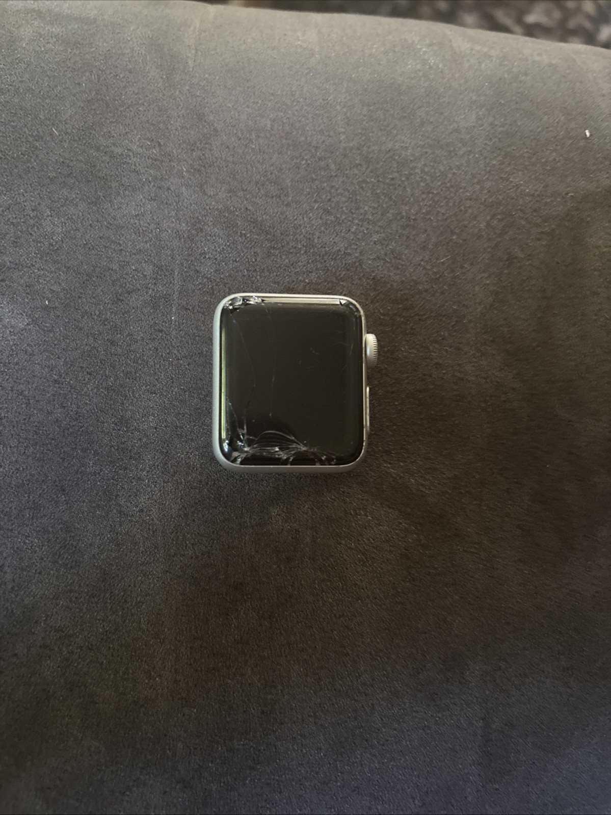 Apple Watch Series 3; 38mm, Aluminum Case. Works, crack in screen.