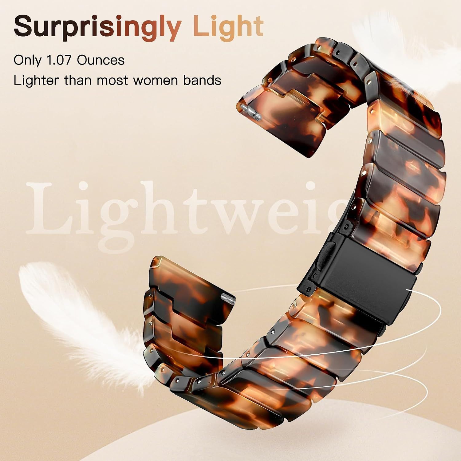 Tortoise Shell Resin Band for Samsung Galaxy Watch 7 FE 40/44mm and More