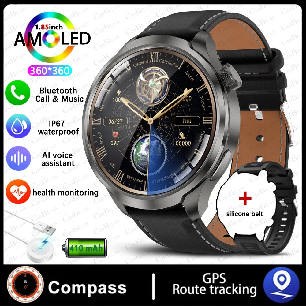 GPS Outdoor Smartwatch Men’s 1.85″ AMOLED HD Health NFC Sports Watch Android iOS