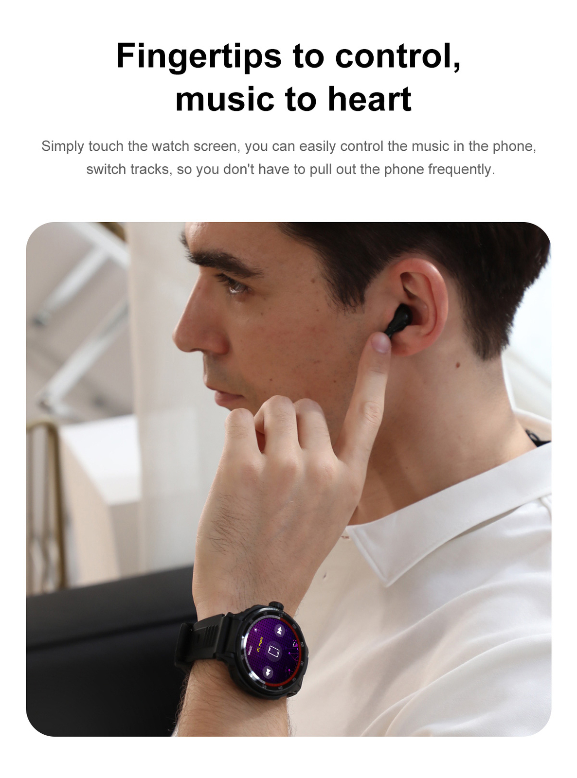 Smart Watch with Earbuds Touch Screen Sports Fitness Tracker for Men Women