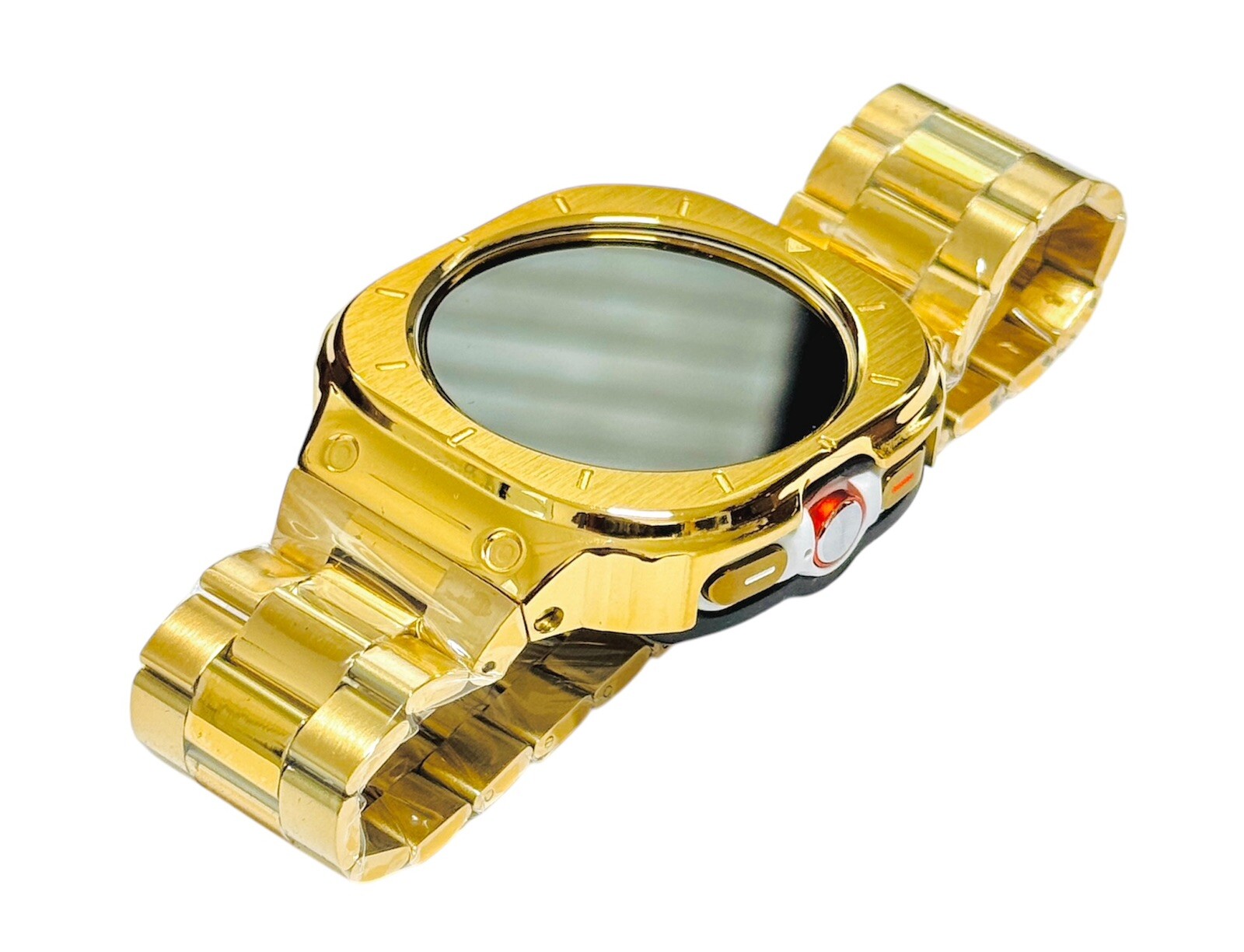 CUSTOM GOLD Samsung Galaxy Watch Ultra 47mm White 24k Gold Links Band