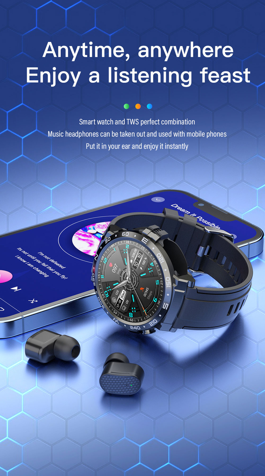 Smart Watch For Men/Women Waterproof Smartwatch Bluetooth Headsets Bracelet
