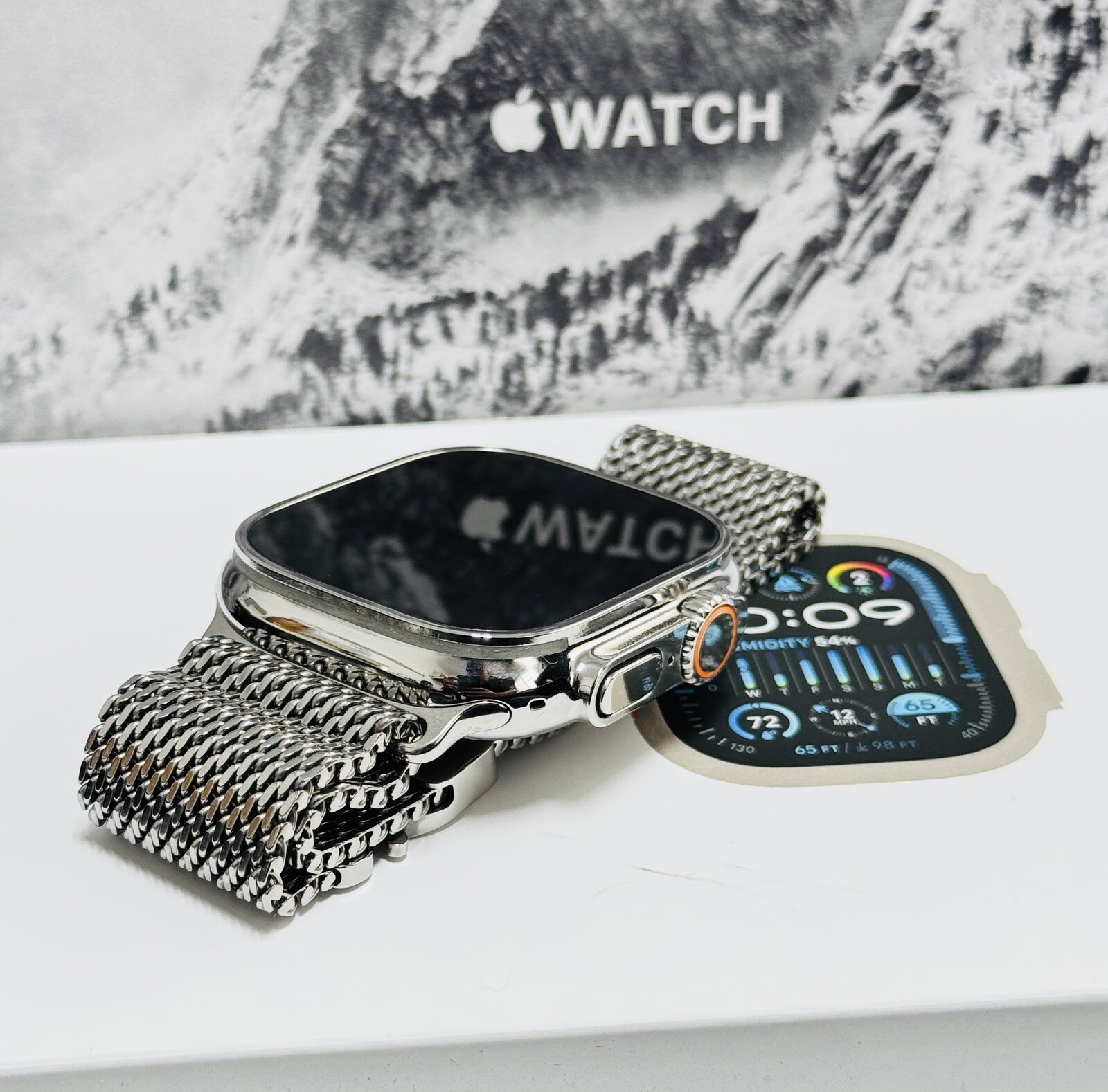 Apple Watch ULTRA 3 49mm CUSTOM Diamond Polished Apple Titanium Milanese Loop