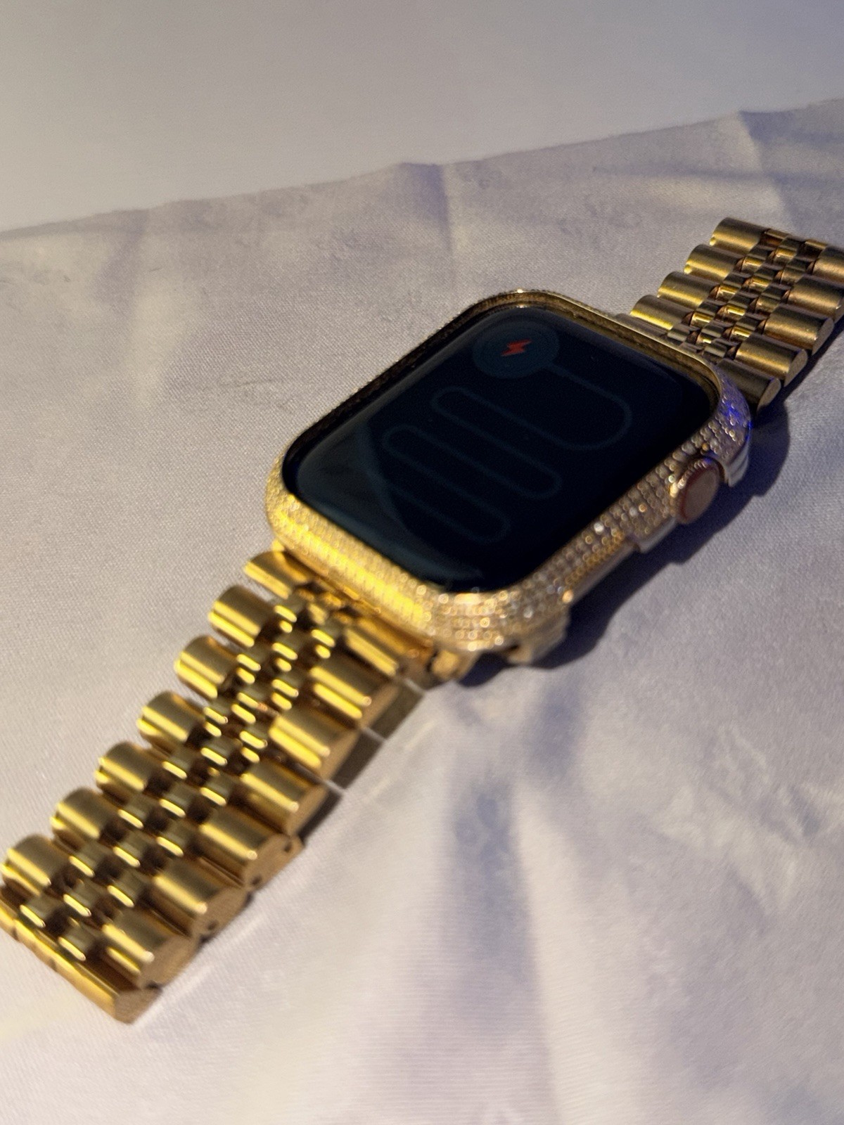 Apple Watch Yellow Stainless Steel 44mm Stainless Diamond Case 1.50 CT