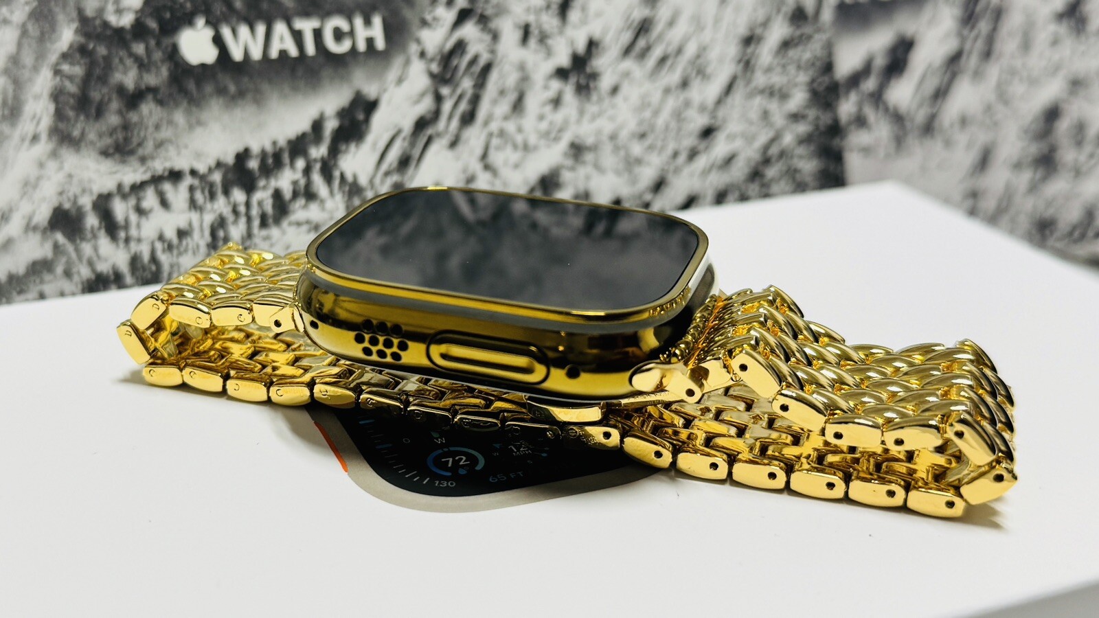 Custom Apple Watch ULTRA 3 49mm GOLD Anodized Titanium Gold Plated Links Band