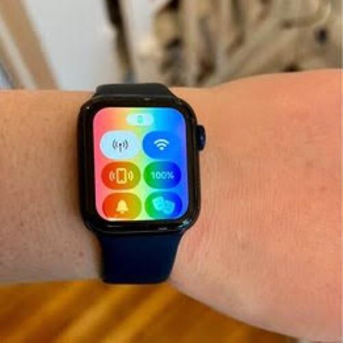 Apple Watch Series 6 40mm Blue Aluminum Case with Deep Navy Sport Band…