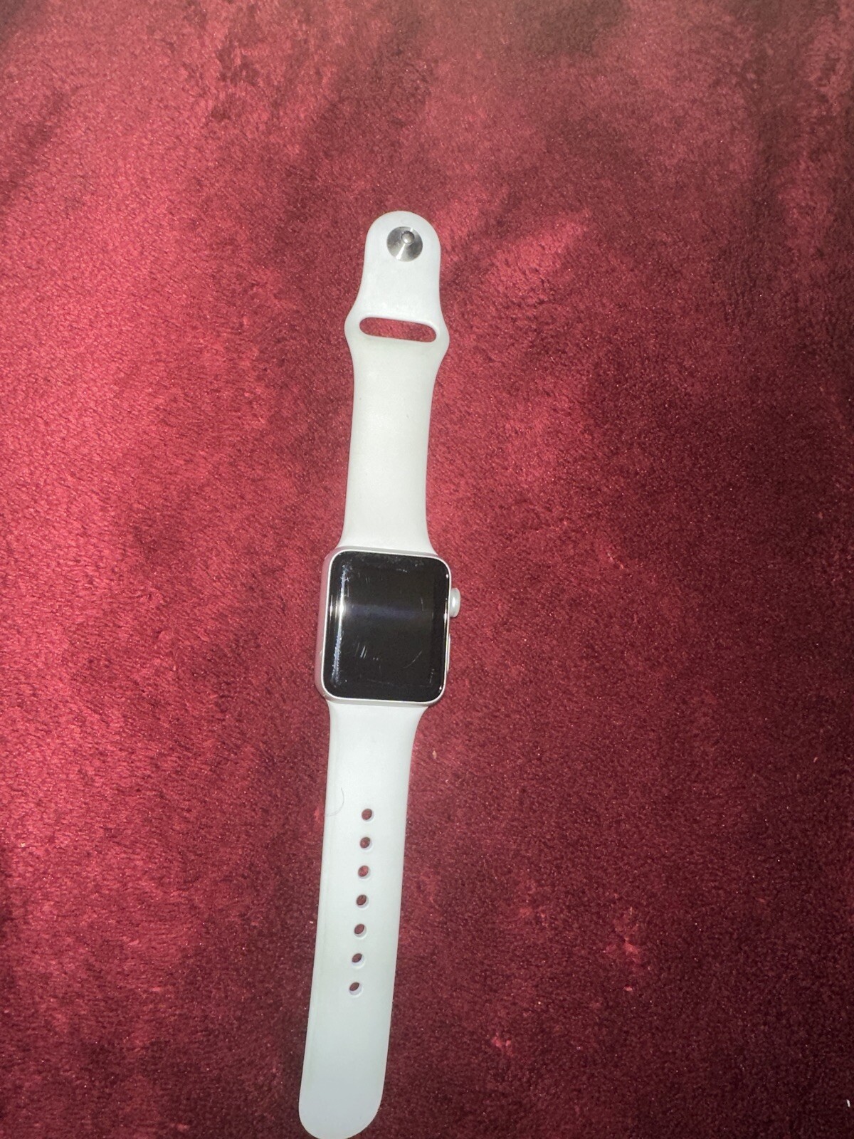 Apple Watch Series 3 38 mm Silver Aluminum Case White Sport Band Smartwatch -…