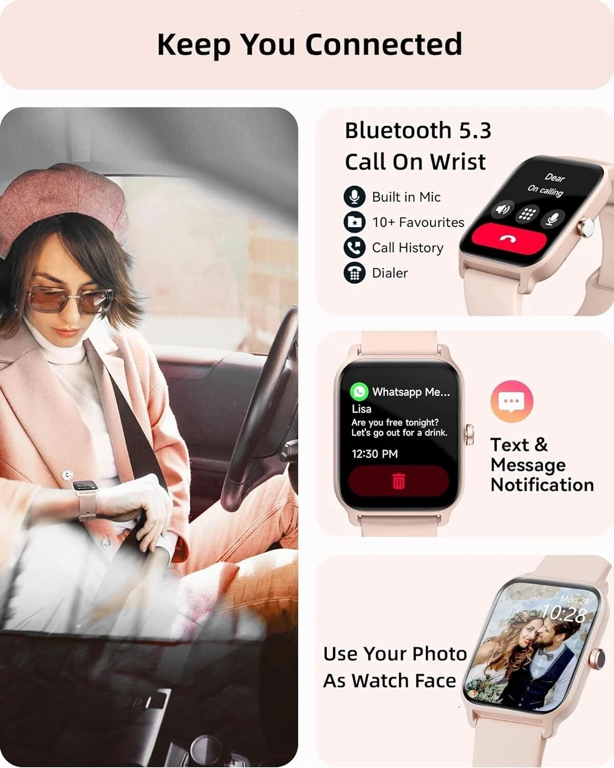 2026 Smart Watch Women Waterproof Smartwatch Bluetooth For iPhone Samsung