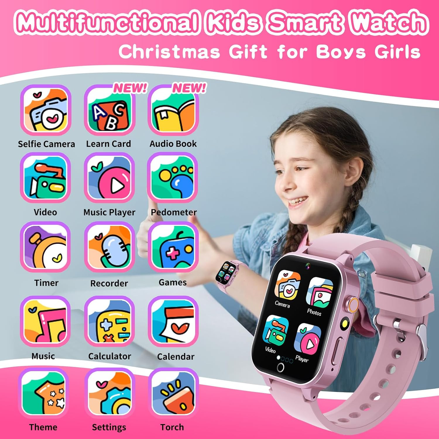 Kids Smart Watch Gift for Girls Age 5-12, 26 Games HD Touch Screen Watches with