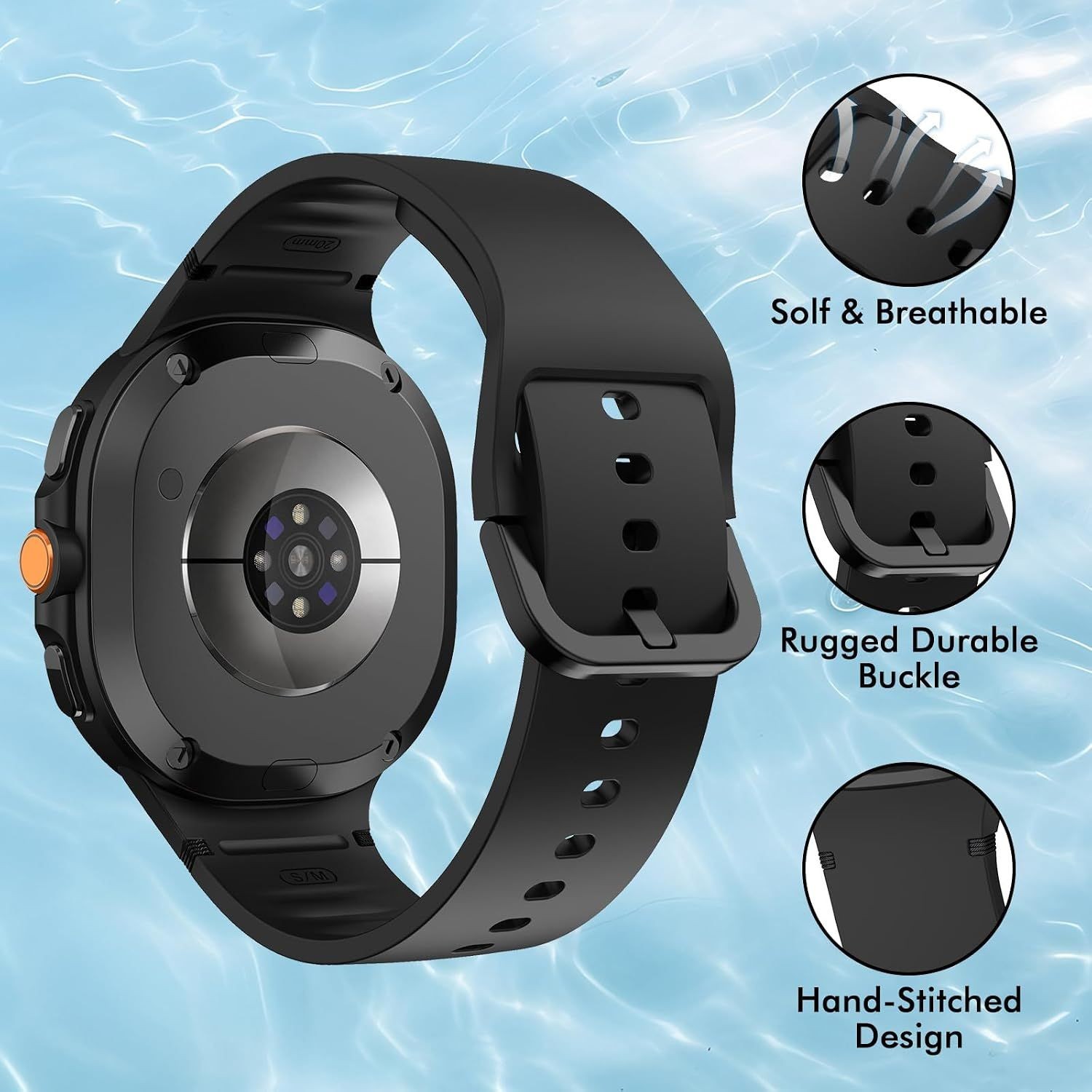 Soft Silicone Strap Compatible with Samsung Galaxy Watch 9/8 44mm 40mm