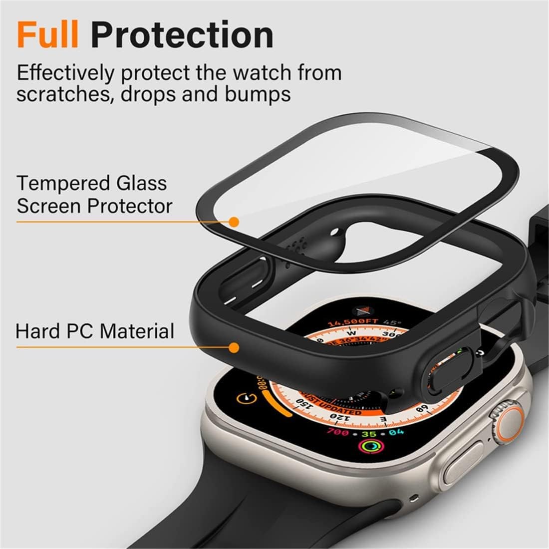 6 Pack Tempered Glass Hard Case for Apple Watch Ultra 49mm Shockproof Cover