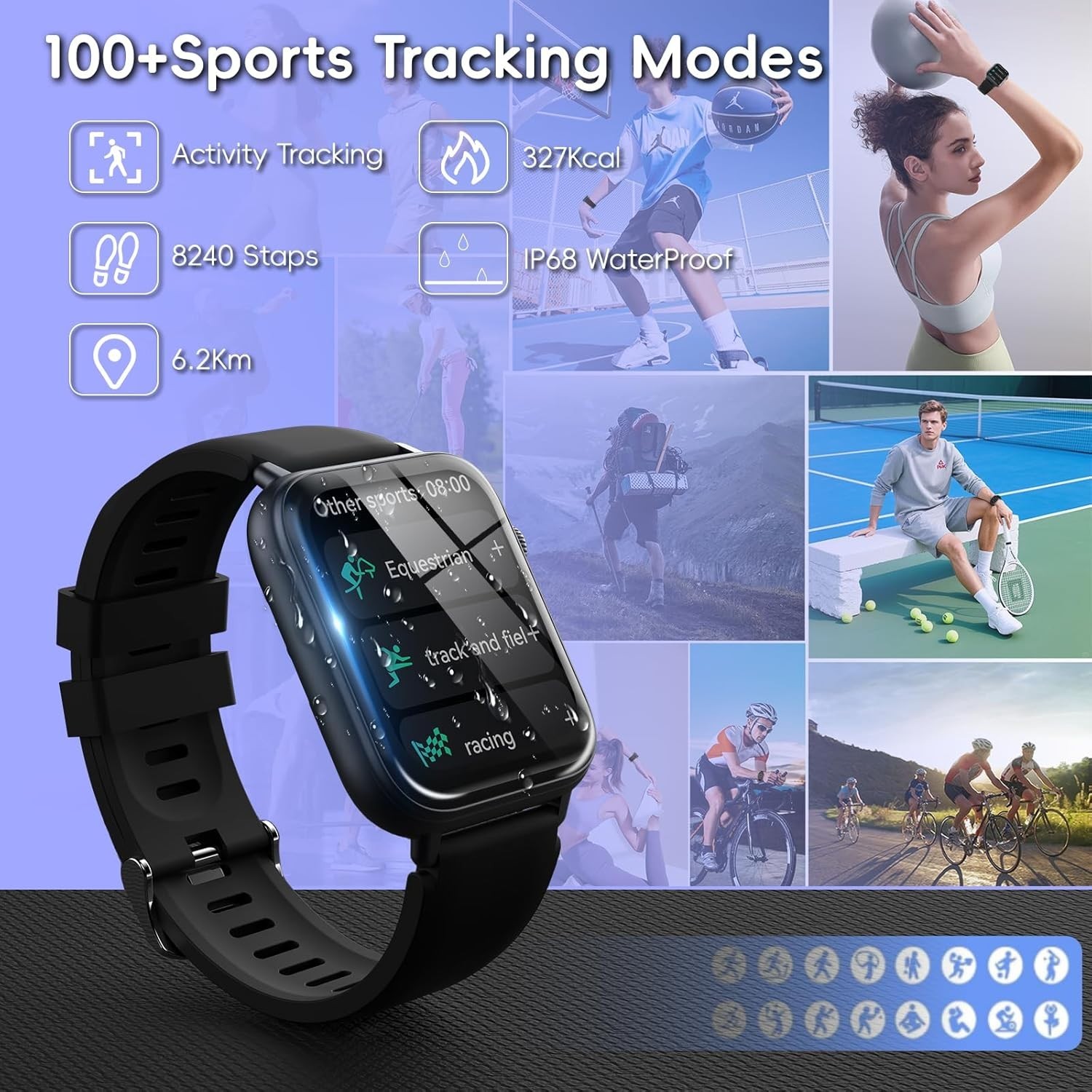 Smart Watch for Men Women Answer/Make Call, 1.85″ HD Fitness Tracker with 24/7 H