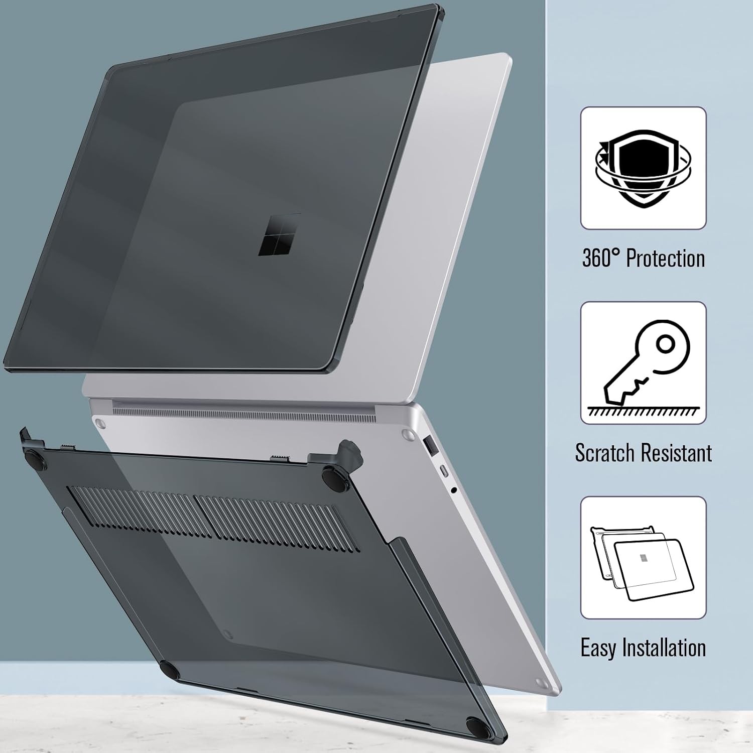 Case for Microsoft Surface Laptop 5 4 3 Model 1872/1873/1953/1979, Hard Shell, S