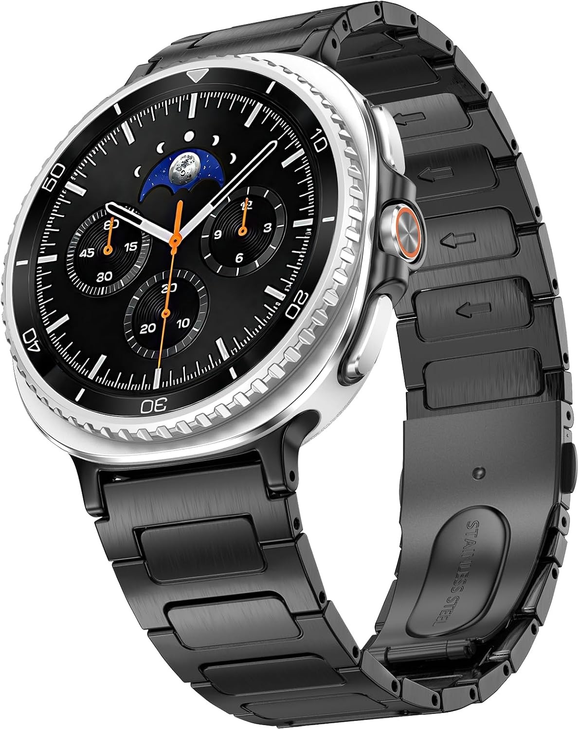 Solid Black Stainless Steel Band for Samsung Galaxy Watch 8 Classic 46mm Men Wom