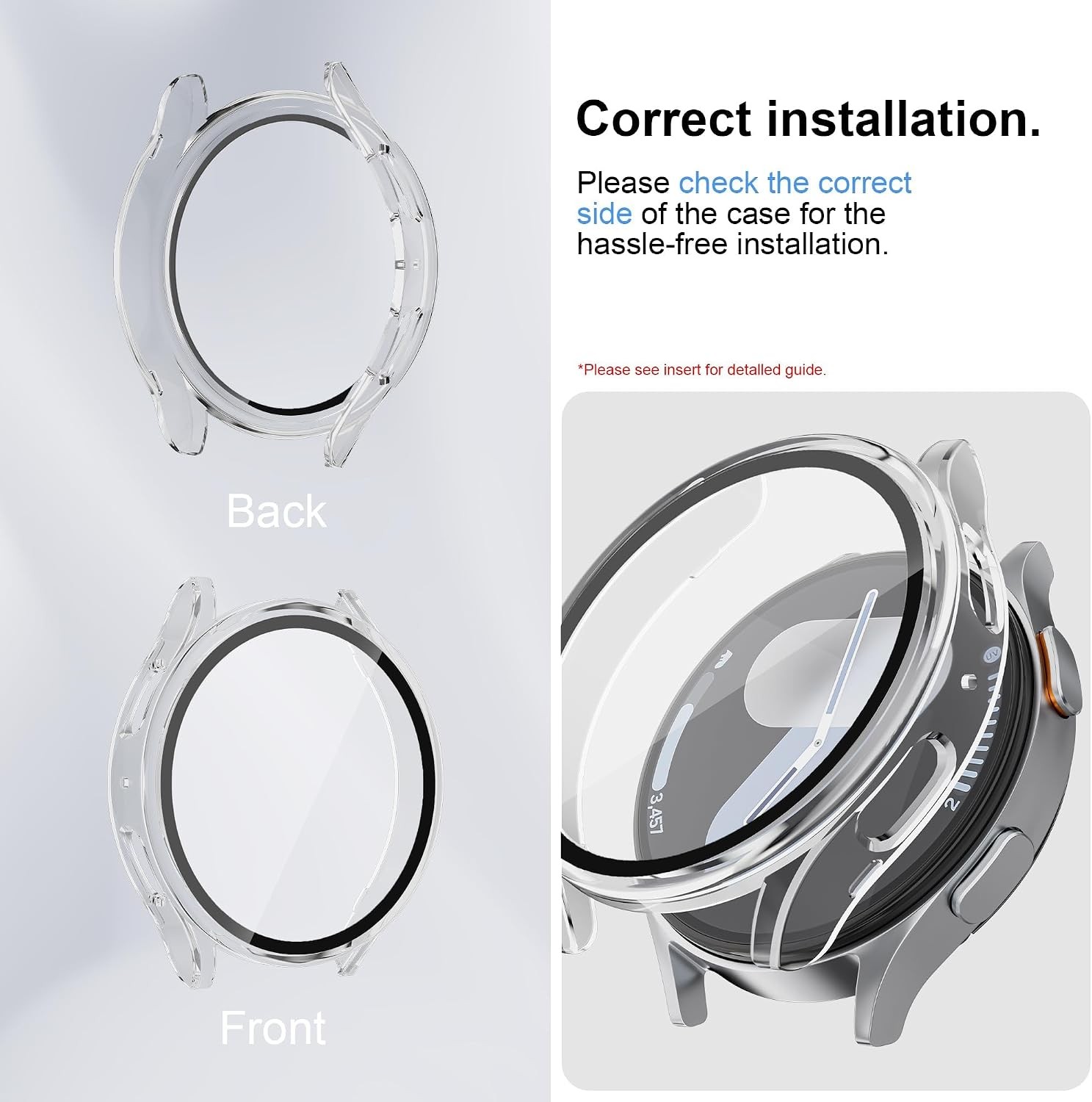 2 Pack Case With Tempered Glass for Samsung Galaxy Watch 5/4 44mm Protection