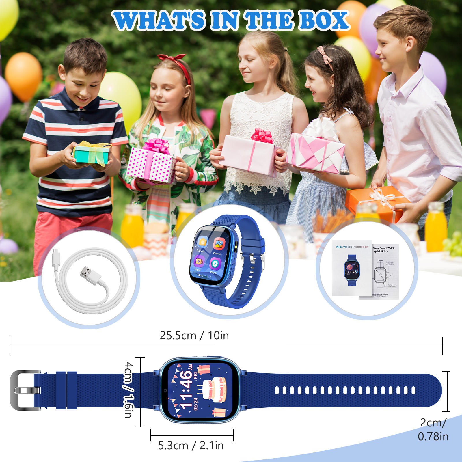 Kids Smart Watch Touch Screen GSM Calling Dual Cameras Video Learning Games New