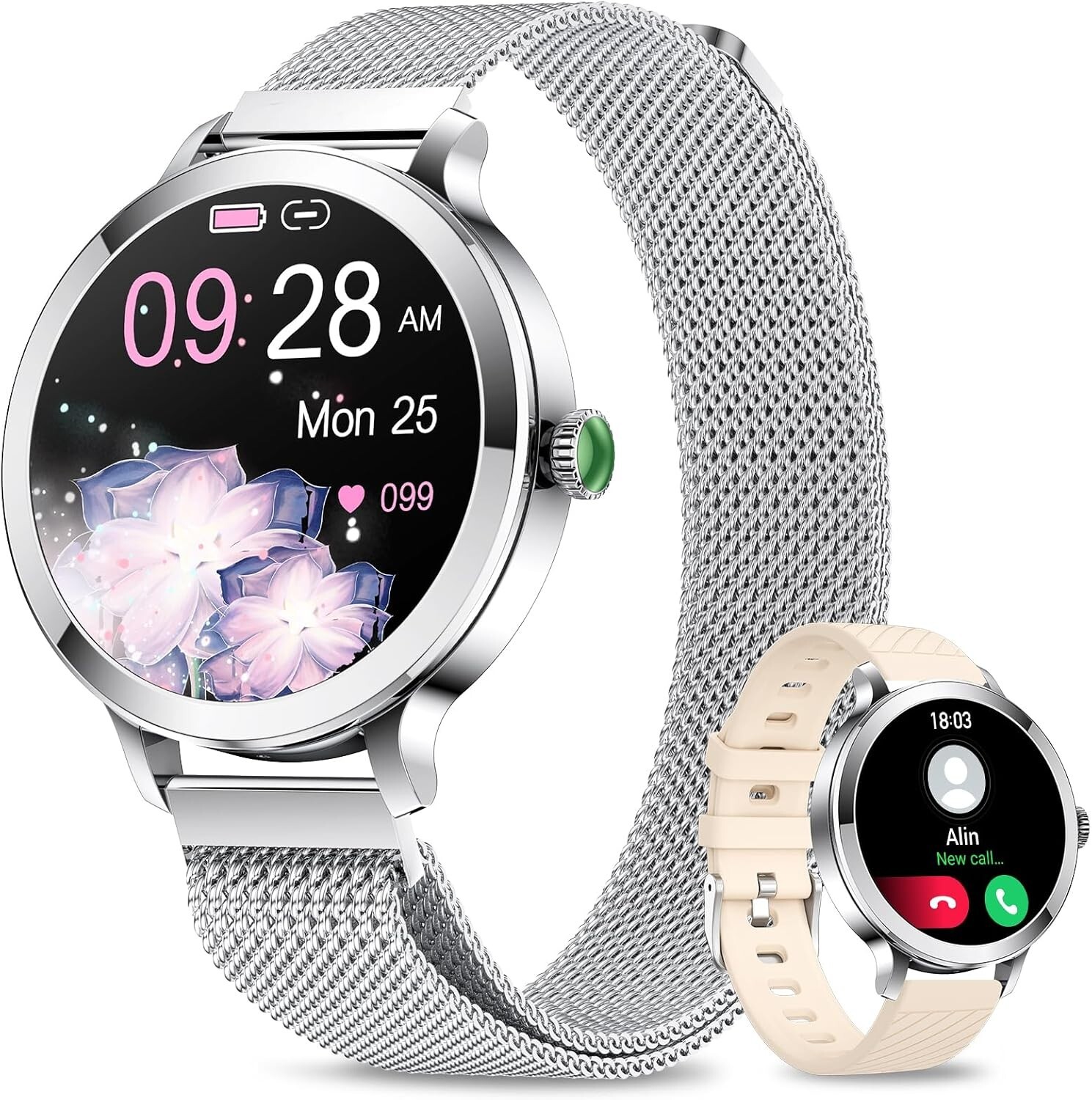 Free Strap Smartwatch for Women 1.106″ AMOLED Screen Waterproof Android & iOS