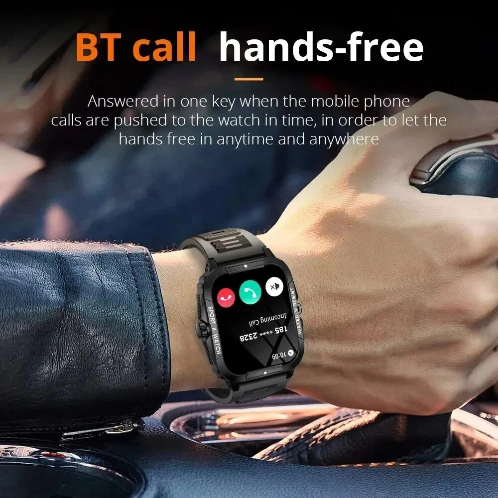1.96″ Bluetooth Smart Watch Fitness Tracker for iPhone Android Heart Rate IP67