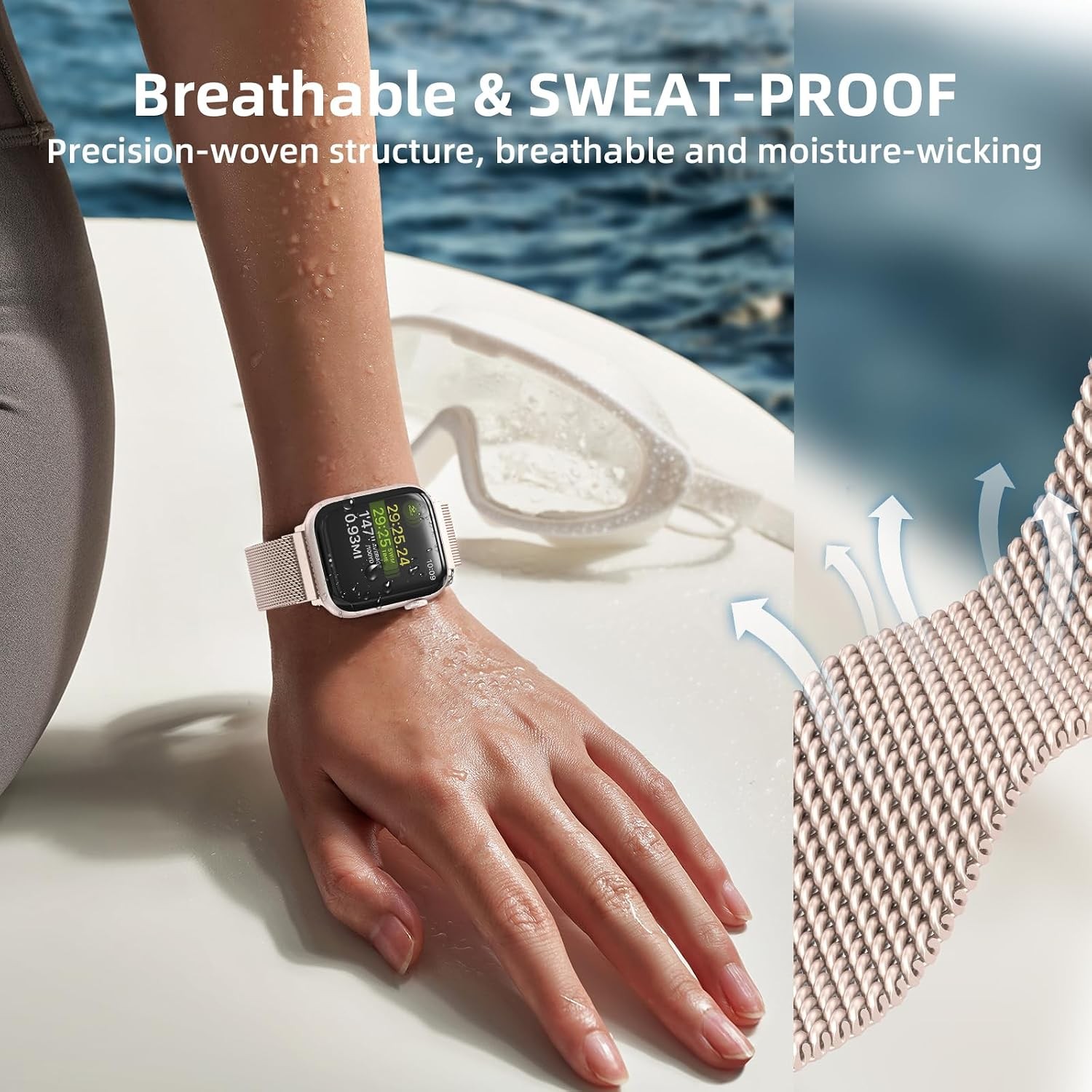 Stainless Steel Mesh Loop Band for Apple Watch 38mm 40mm 41mm 42mm 44mm Magnetic