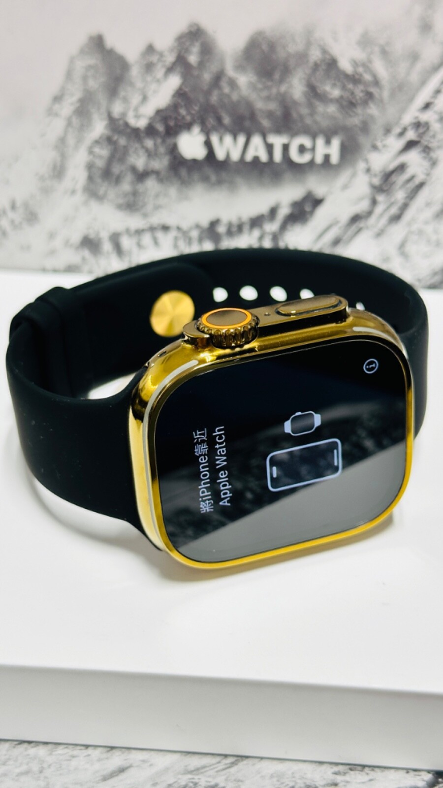 Custom Anodized 49MM GOLD Apple Watch ULTRA 2 Titanium Black Band Gold Plated Pi