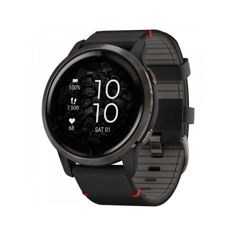 Garmin VENU 2 Smartwatch Leather + Stap Silicone Black AMOLED 45mm 010-02430-21