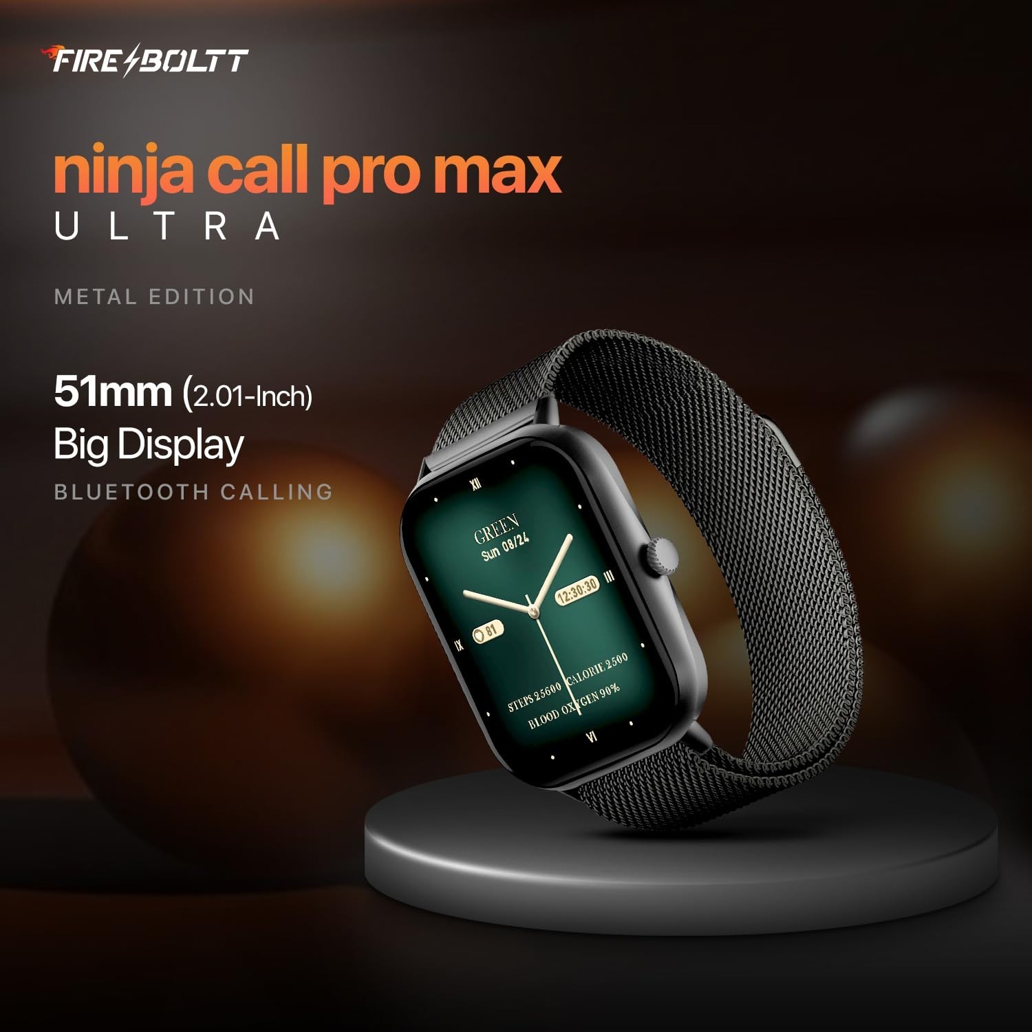 Fire-Boltt Ninja Smart Watch 42.9 mm | Bluetooth Calling | 100 Sports Modes | FS