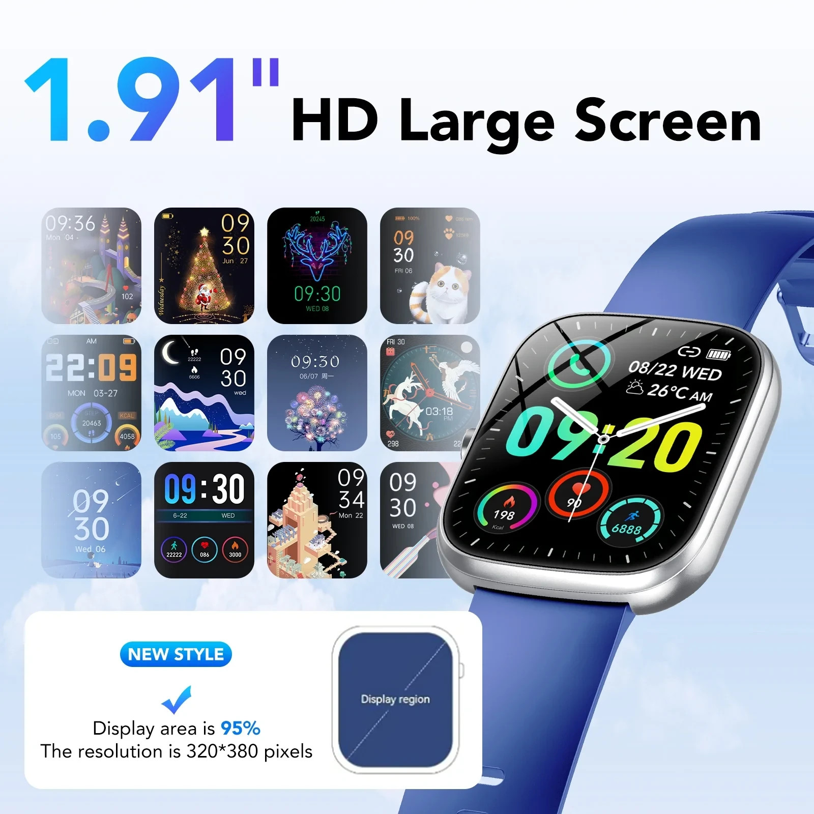 Smart Watch Fits for Android and IPhone, IP68 Waterproof Smartwatch