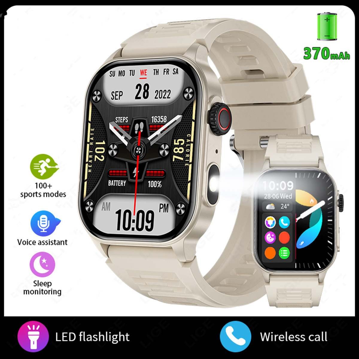 LIGE Smart Fitness Bluetooth watch Heart Rate Blood Pressure Health Monitoring