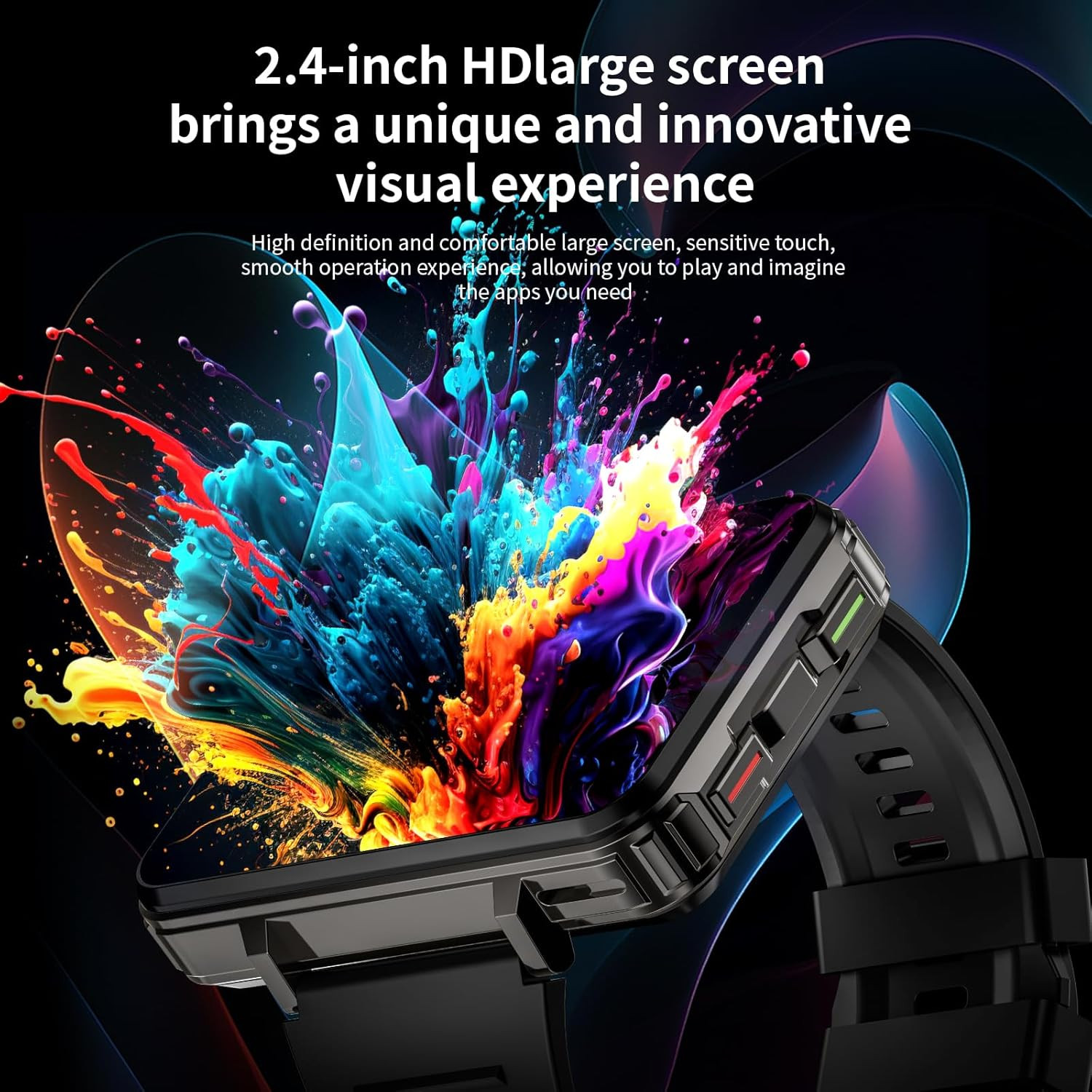 4G SIM Card Smart Watch, 6GB+128GB Android Smartwatch Phone Call, 2.4″ Large Scr