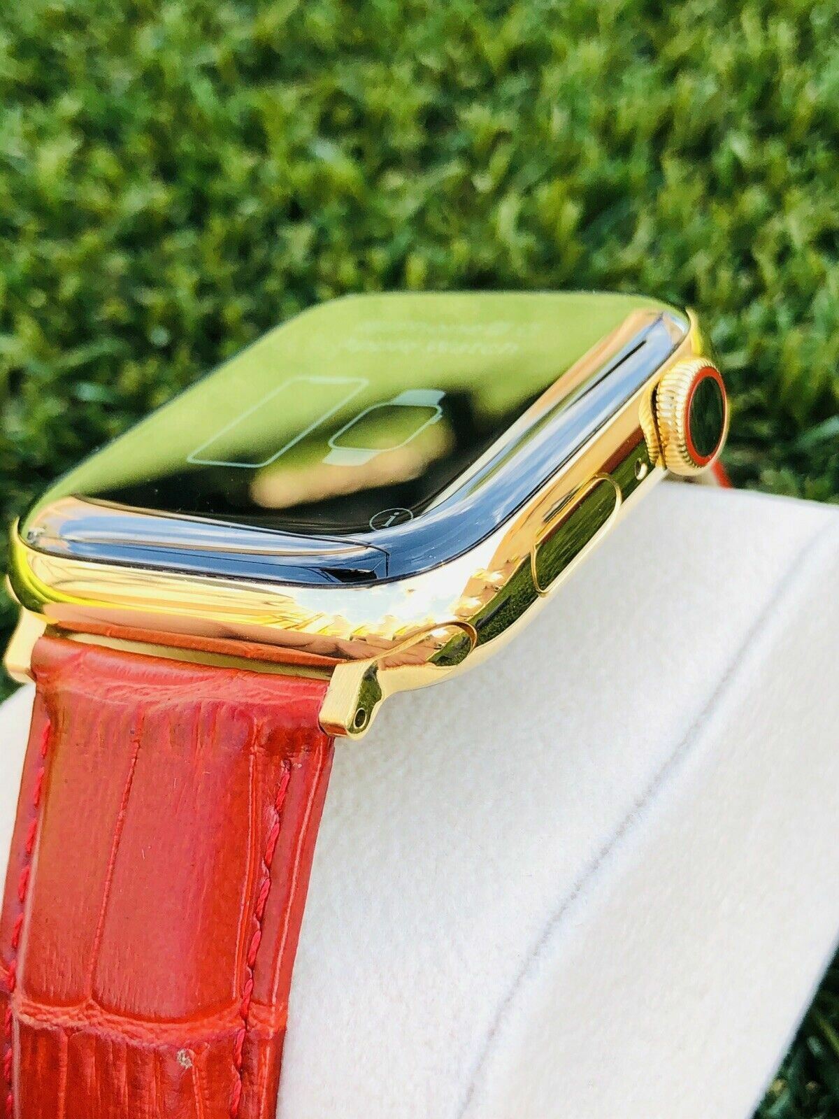 24K Gold Plated 41MM Apple Watch SERIES 9 Stainless Steel Red Band GPS LTE O2