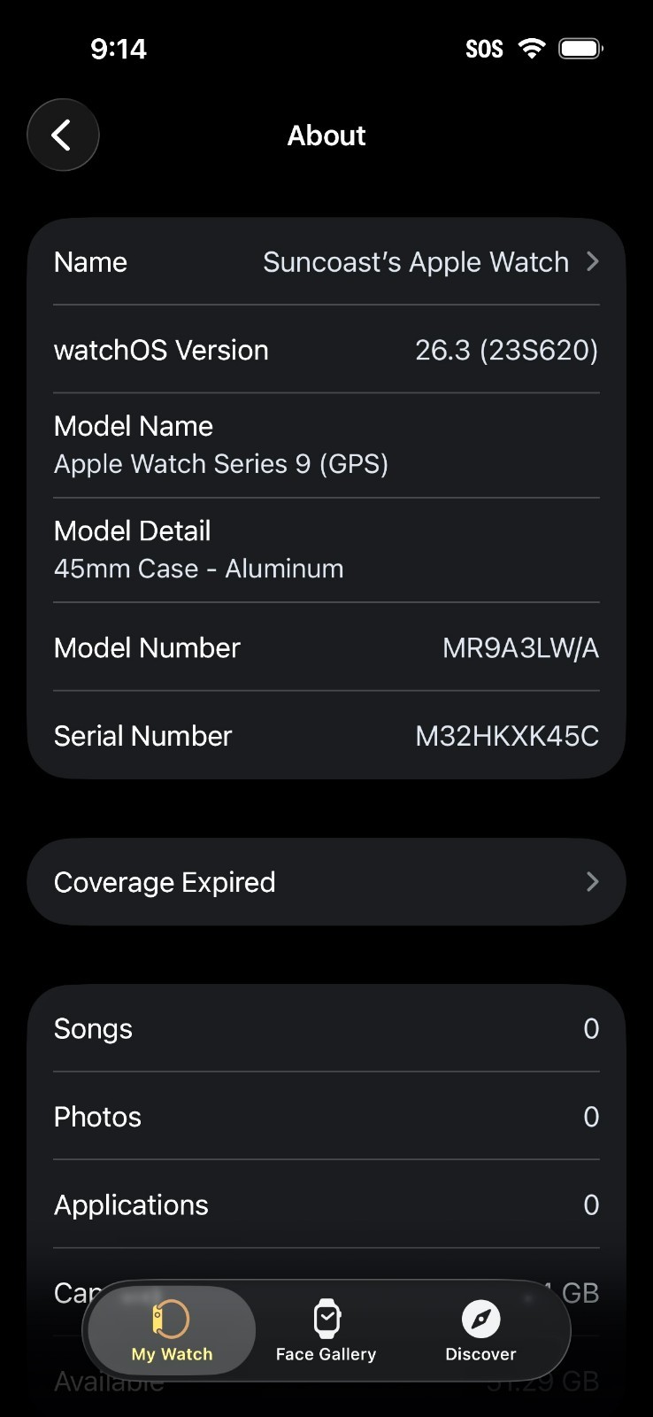 Apple Watch Series 9 GPS+Cellular 45mm Midnight Aluminum Case: Black Band