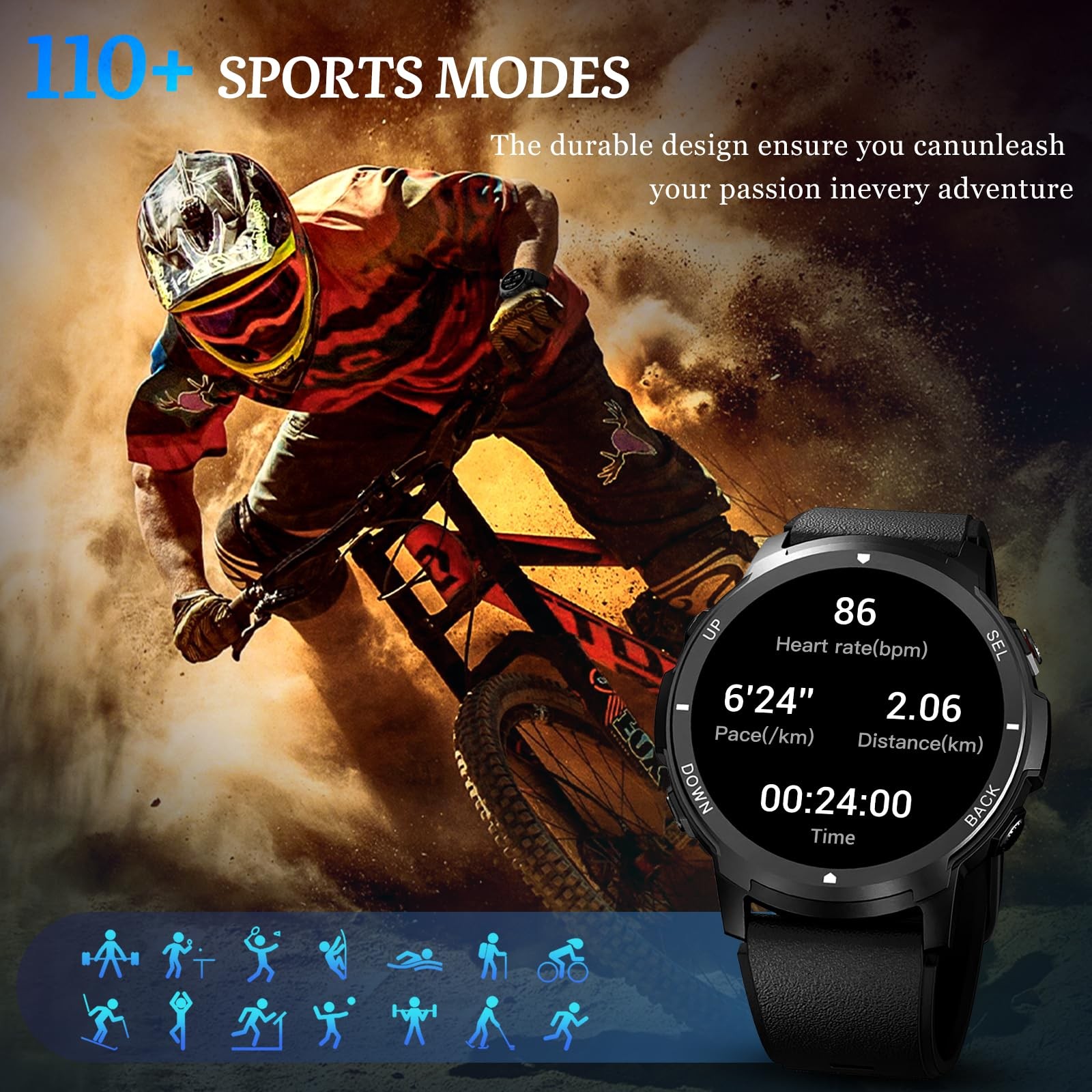 Smart Watch for Men- Bluetooth Call, 2025 Military Waterproof Fitness Sleep T…