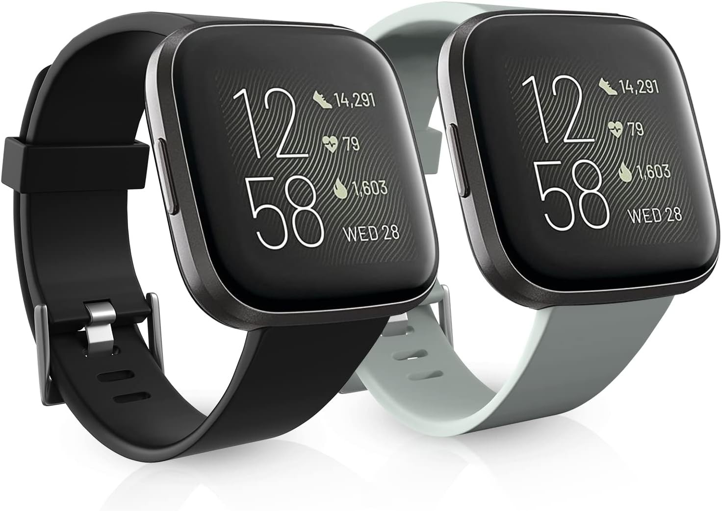 Waterproof 2 Pack Bands for Fitbit Versa 2, Large 7.1”-8.7”, Black Color