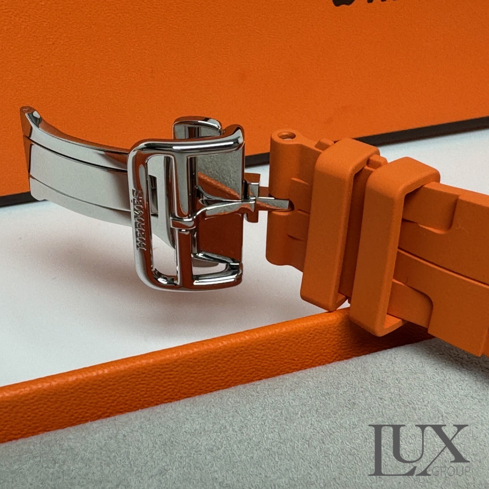 New Apple Watch Ultra 49mm Polished Genuine Hermes Kilim Orange Band AppleCare