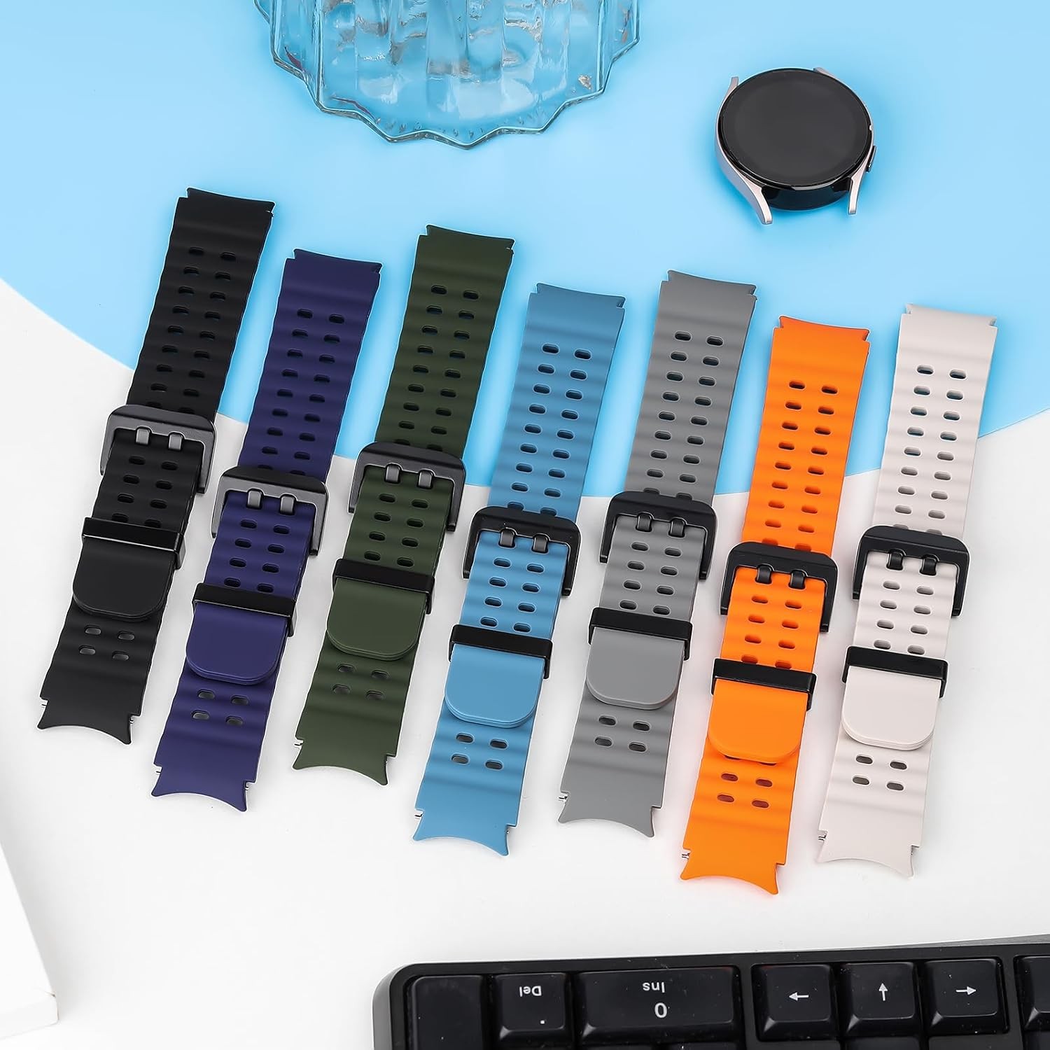 Waterproof Soft Silicone Band for Galaxy Watch 7 40mm 44mm Compatible Strap