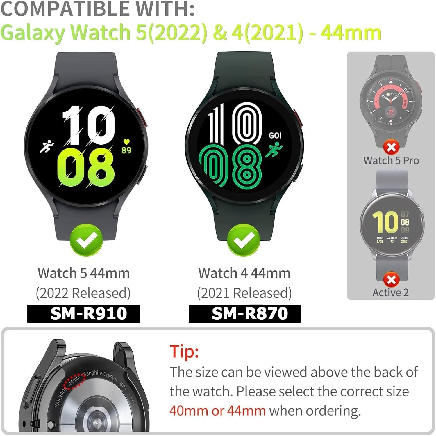 16 Colorful TPU Bumper Frame & Screen Protector Case for Galaxy Watch 5/4 44mm