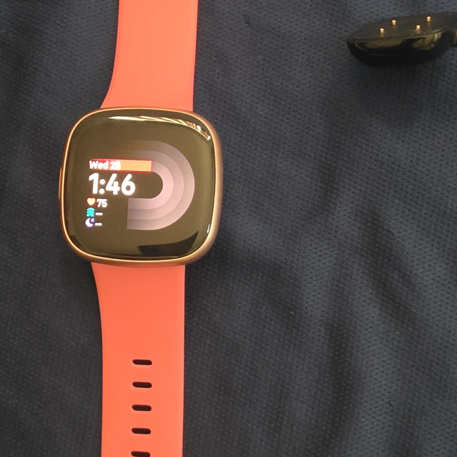Fitbit Versa 2 Smartwatch 40mm Gold Aluminum Case Pink Silicone Band