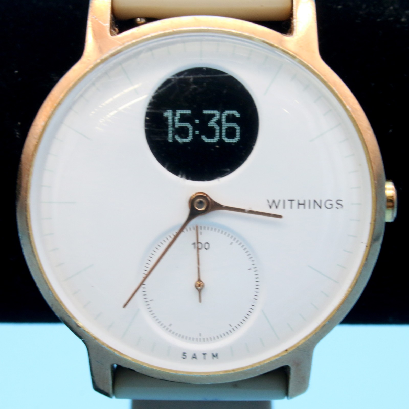 Withings Steel HR Hybrid Smartwatch White Gold Gray Fitness Heart Rate Tracker
