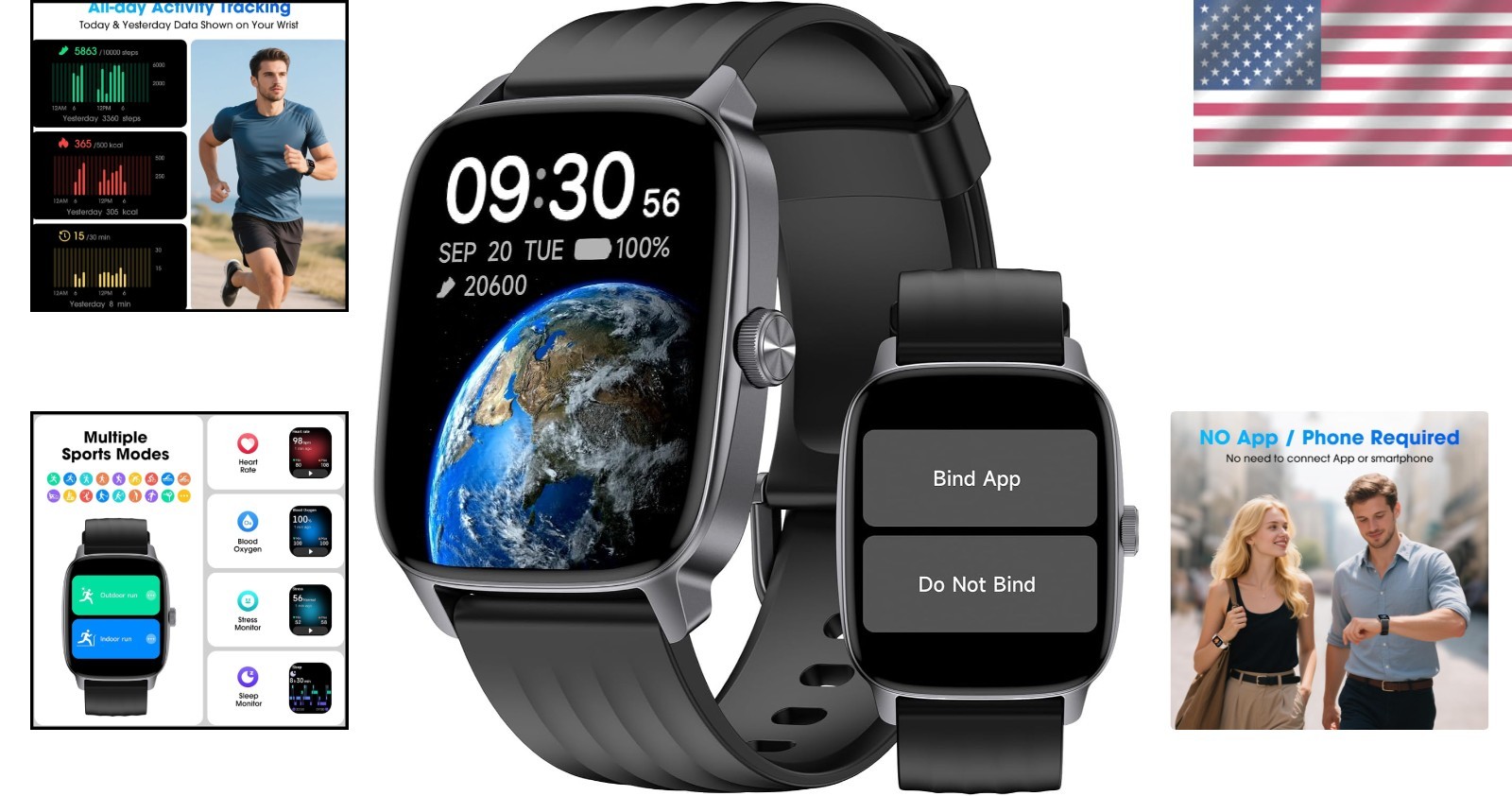 Large Display Fitness Tracker | Heart Rate & Sleep Monitor
