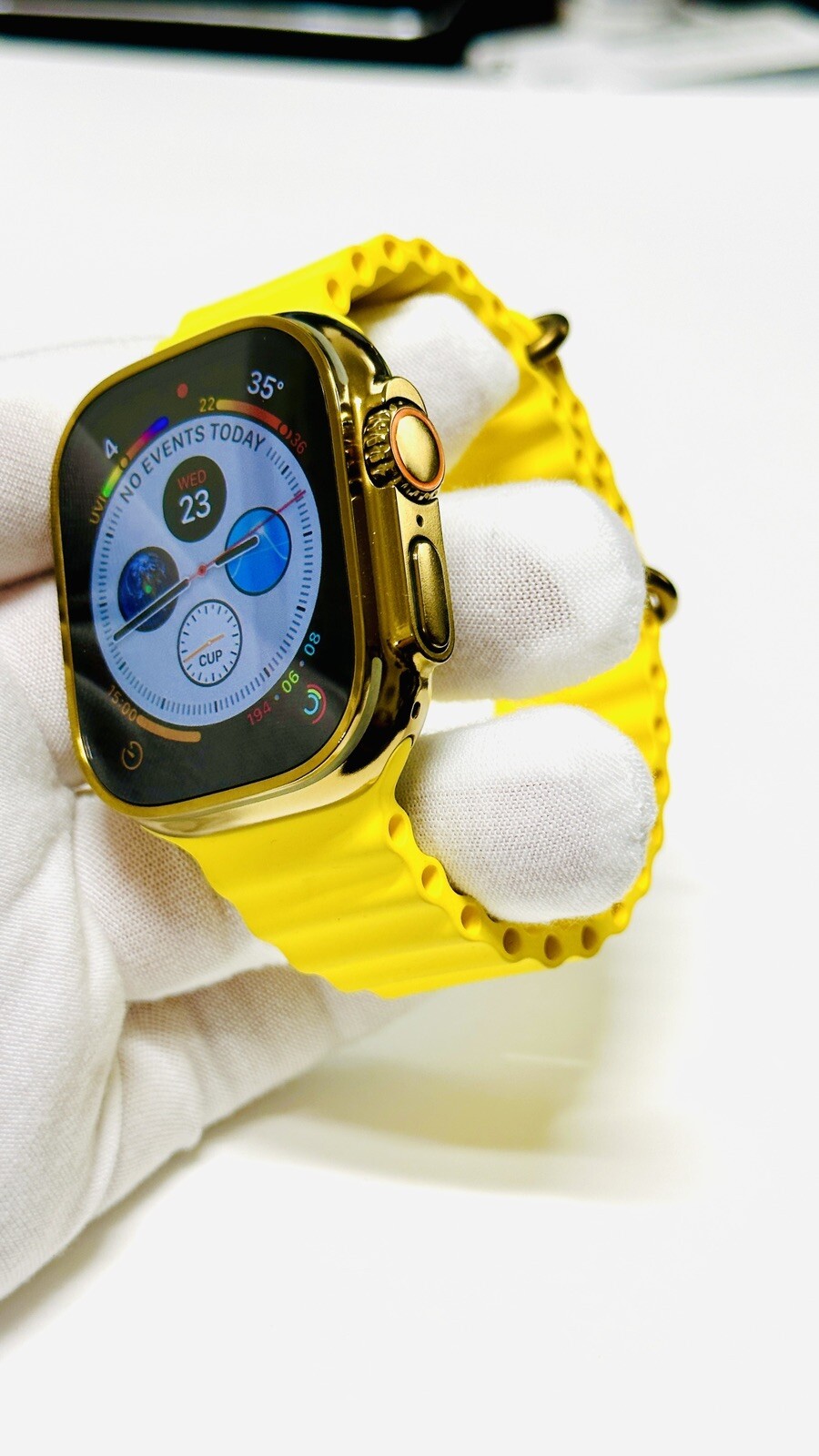 49MM Apple Watch ULTRA Custom Polished GOLD with Yellow Ocean Band
