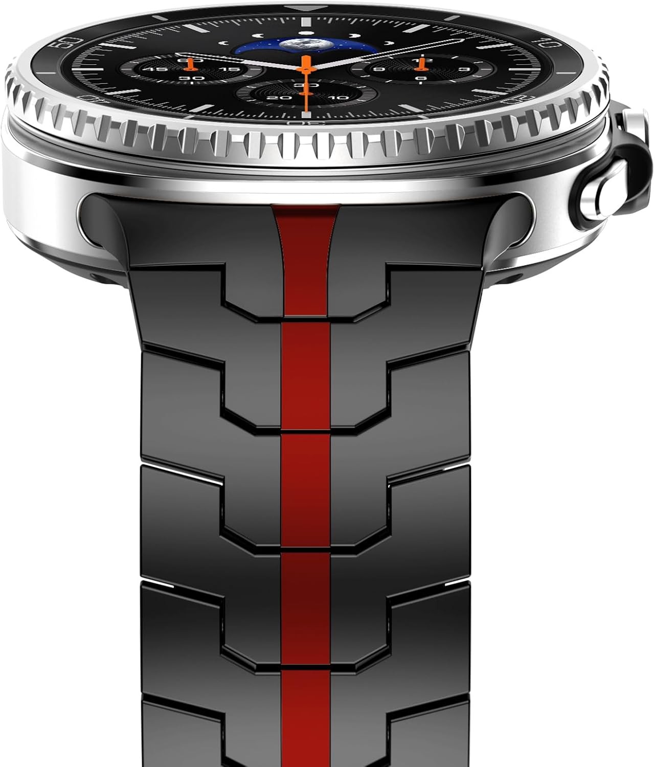 Case For Samsung Galaxy Watch 9/8 Classic 40mm 44mm 46mm Metal Band, Black/Red