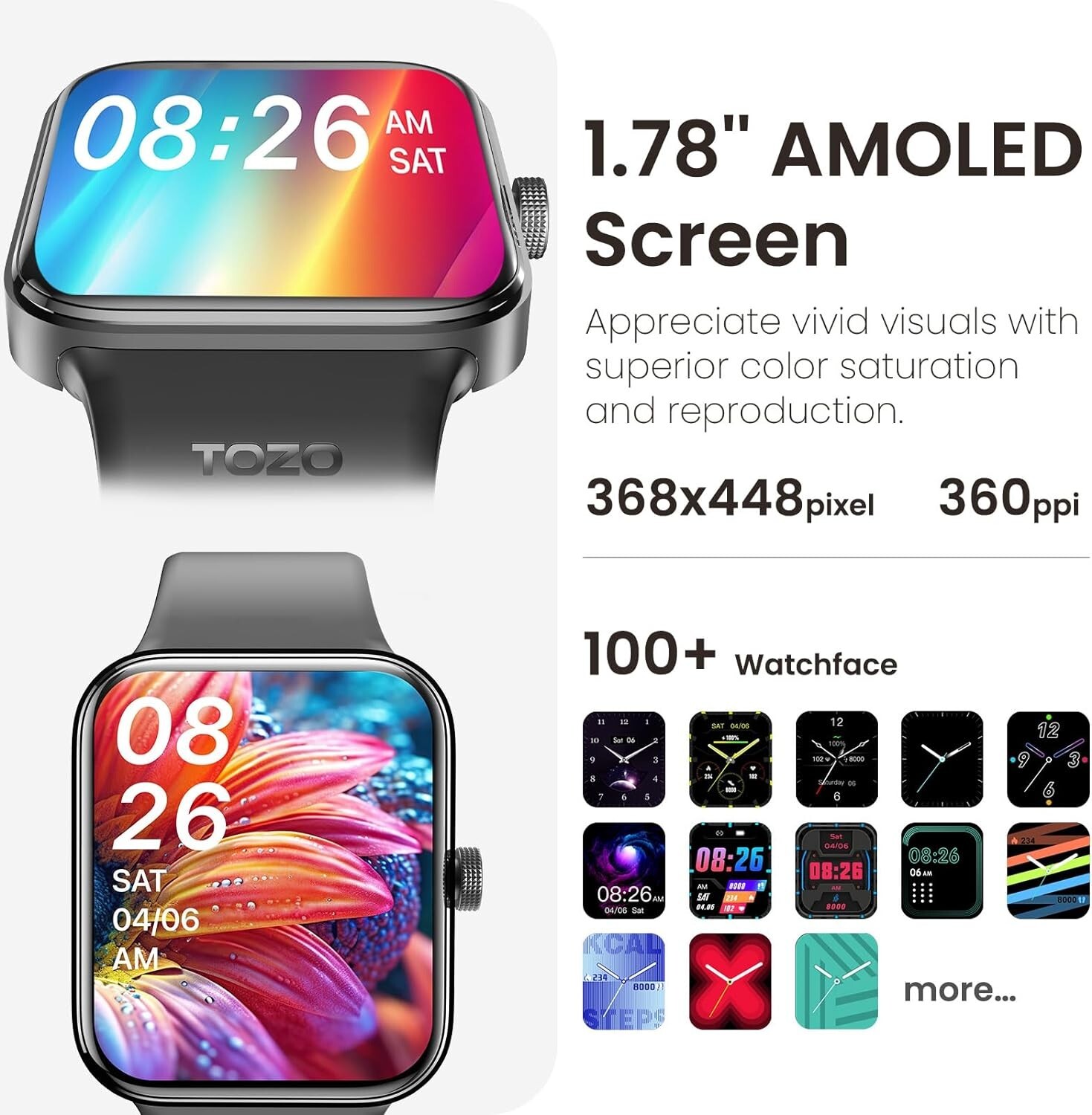 S4 AcuFit One Smart Watch 1.78″ AMOLED Screen for Men Women, Bluetooth Call