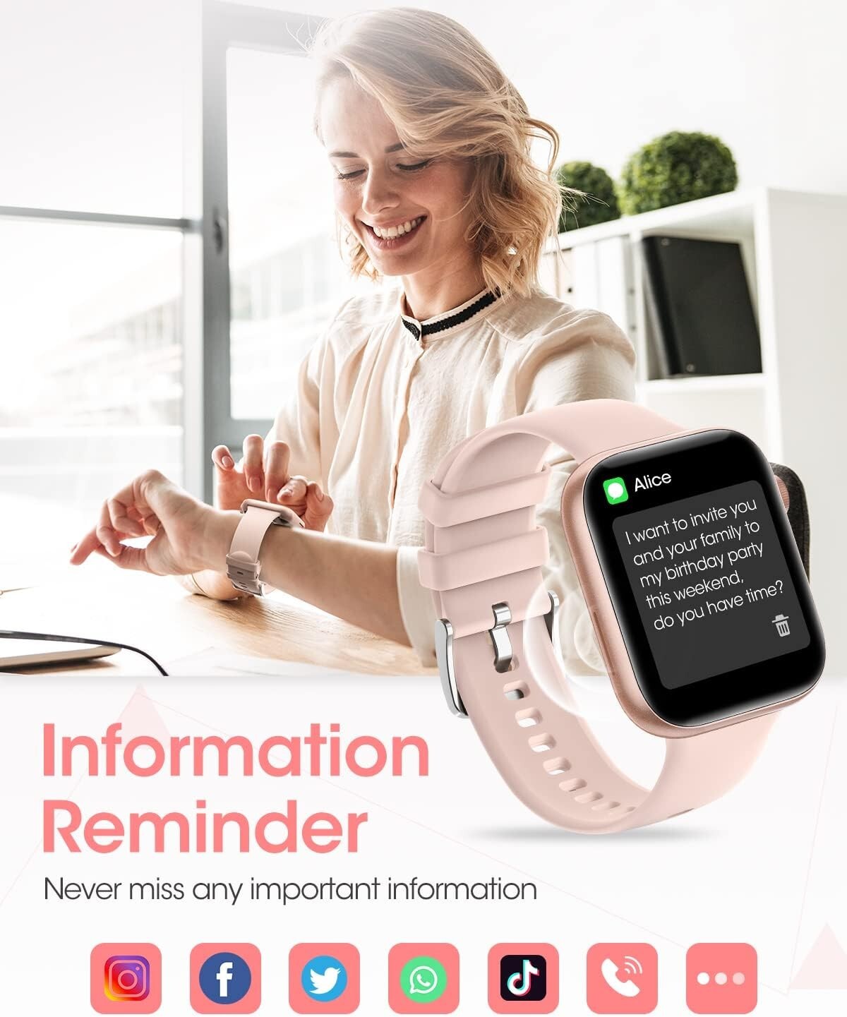 Women’s Smart Watch Bluetooth SmartWatch For Apple iPhone iOS and Android